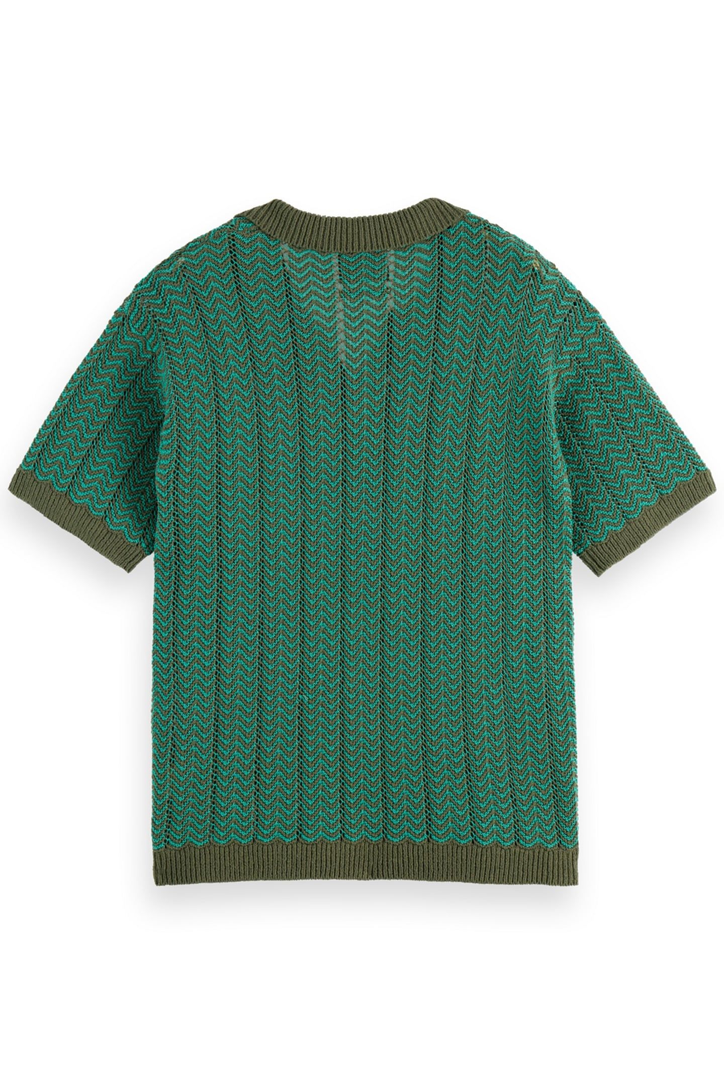 OPEN STRUCTURED KNITTED V-NECK POLO THYME 5