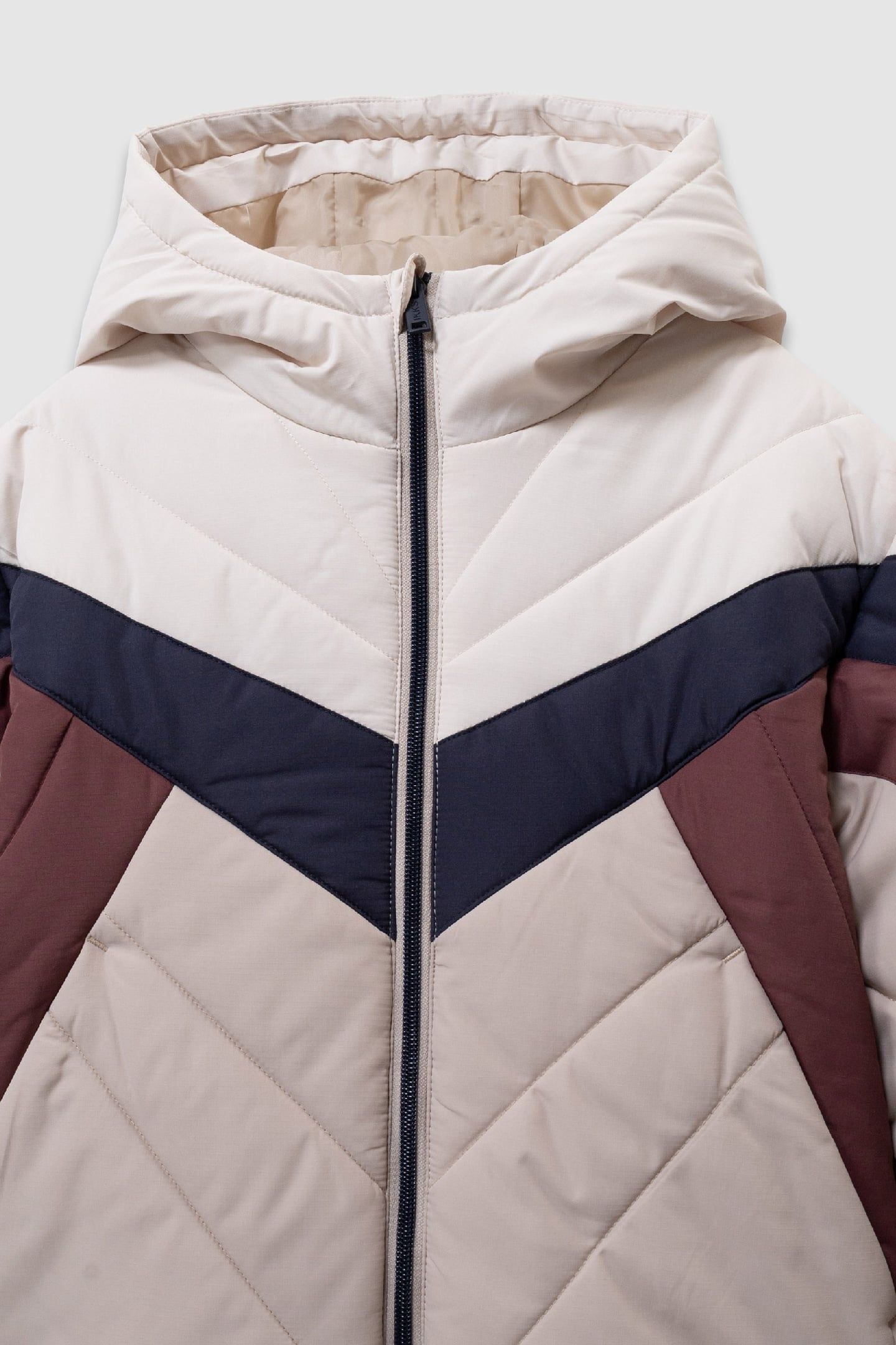 BEIGE PADDED JACKET IN TWO-TONE STRIPES 2