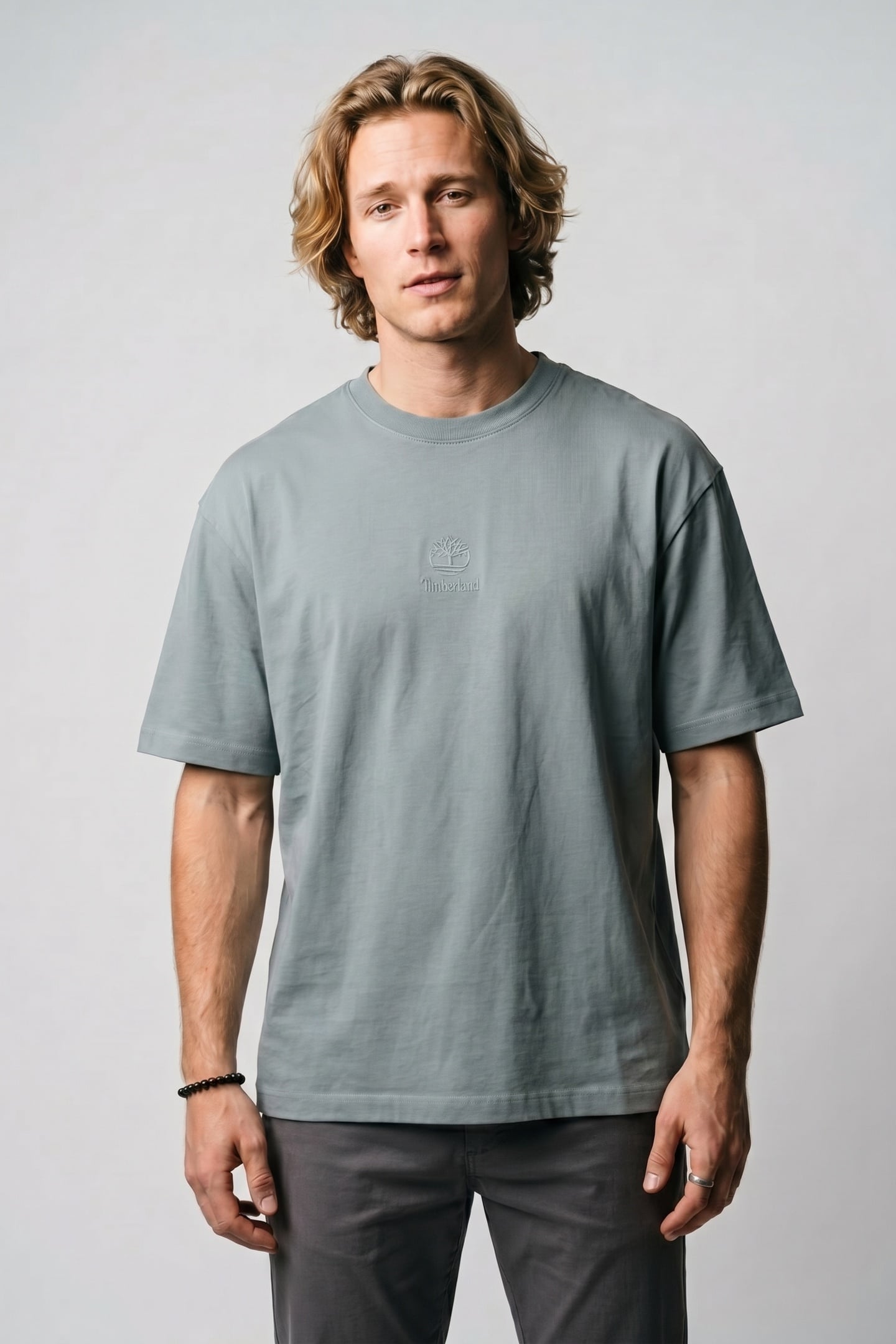 HAMPTHON TONAL STACK LOGO TEE SILVER BLUE 1