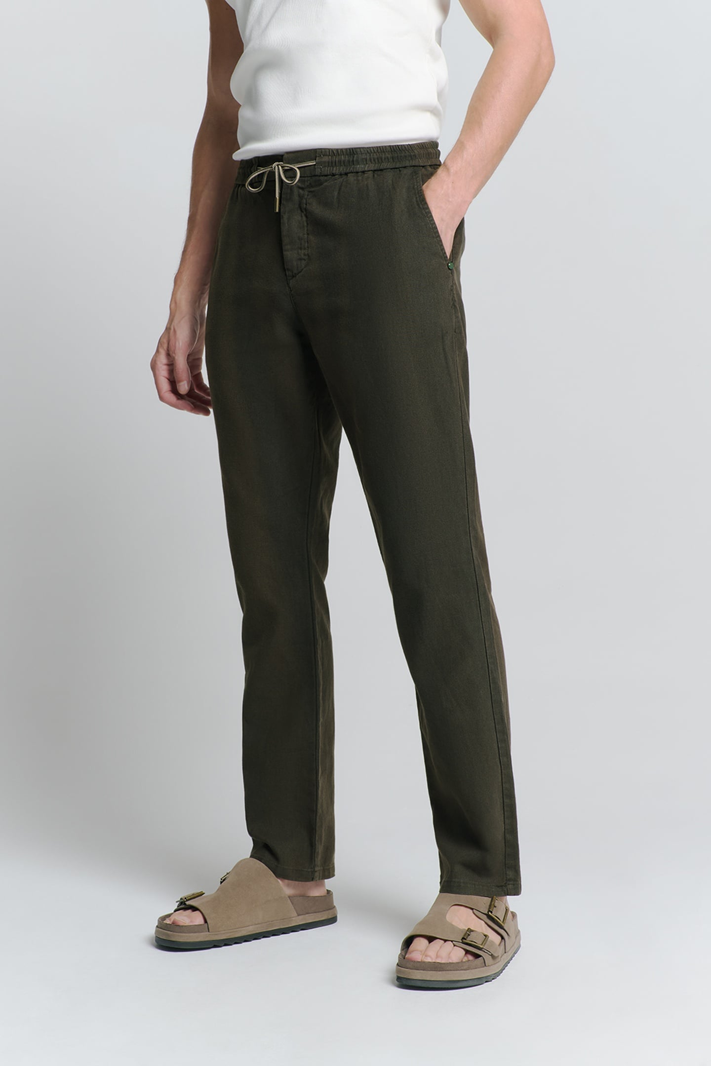PANTS WITH LINEN GARMENT DYED MOTORBLACK 1