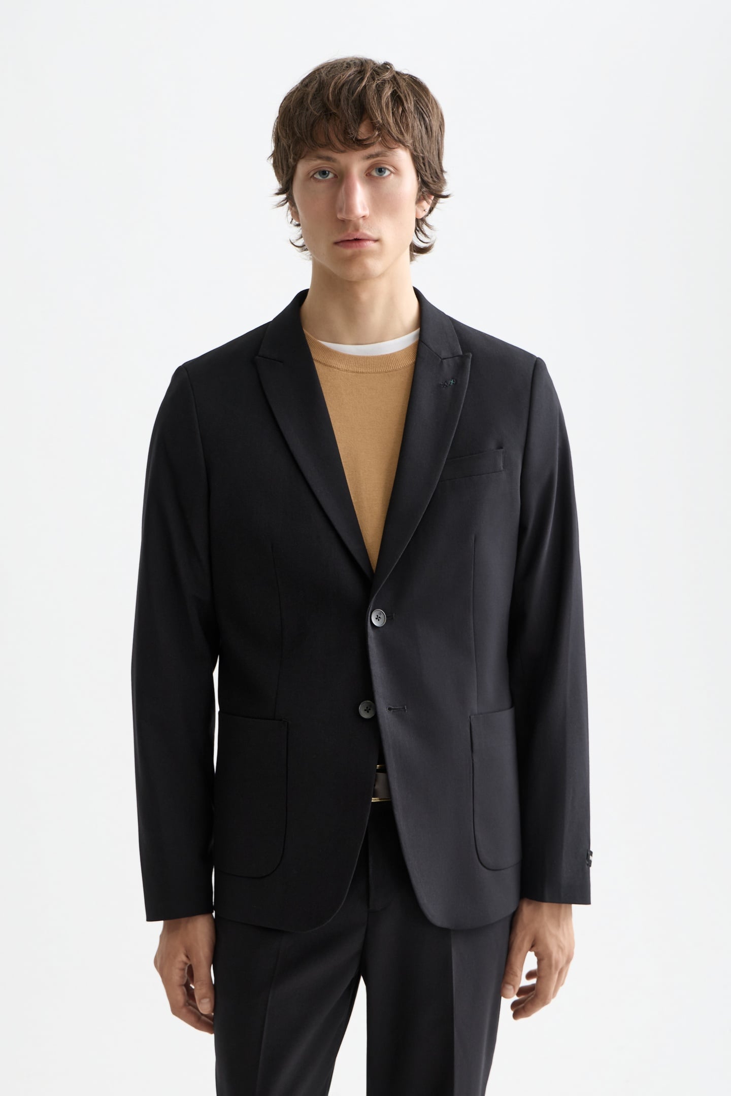 CORE - UNCONSTRUCTED PEAK LAPEL COOL-WOOL BLAZER BLACK 2