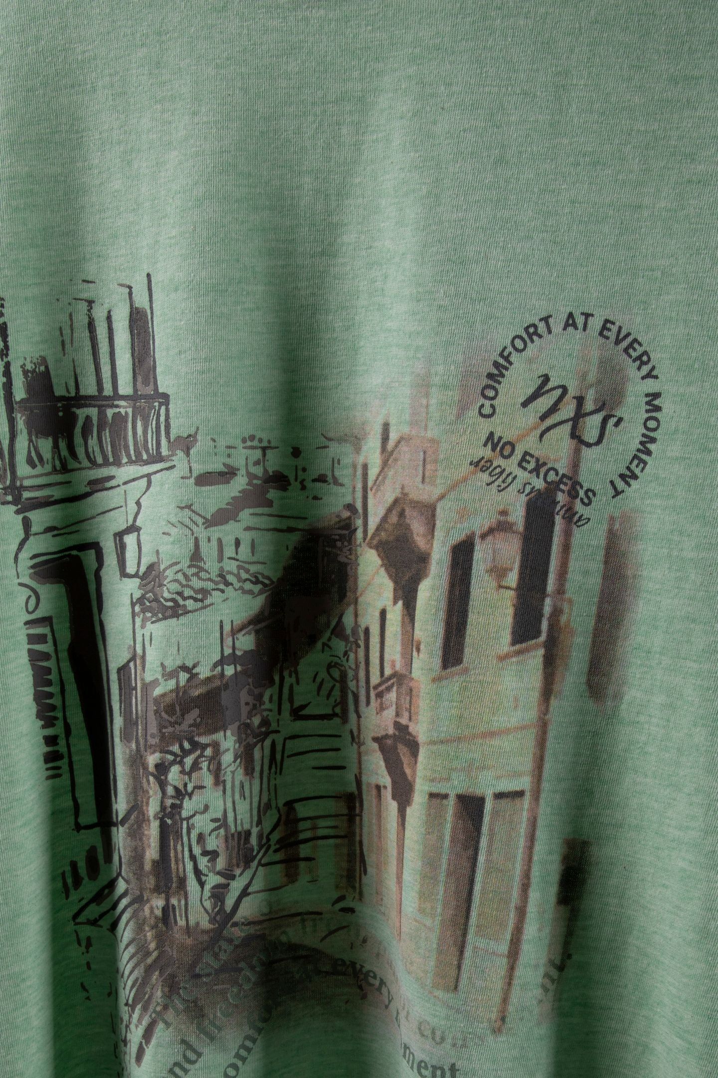 T-SHIRT CREWNECK MELANGE CHEST PRINT MINT 5