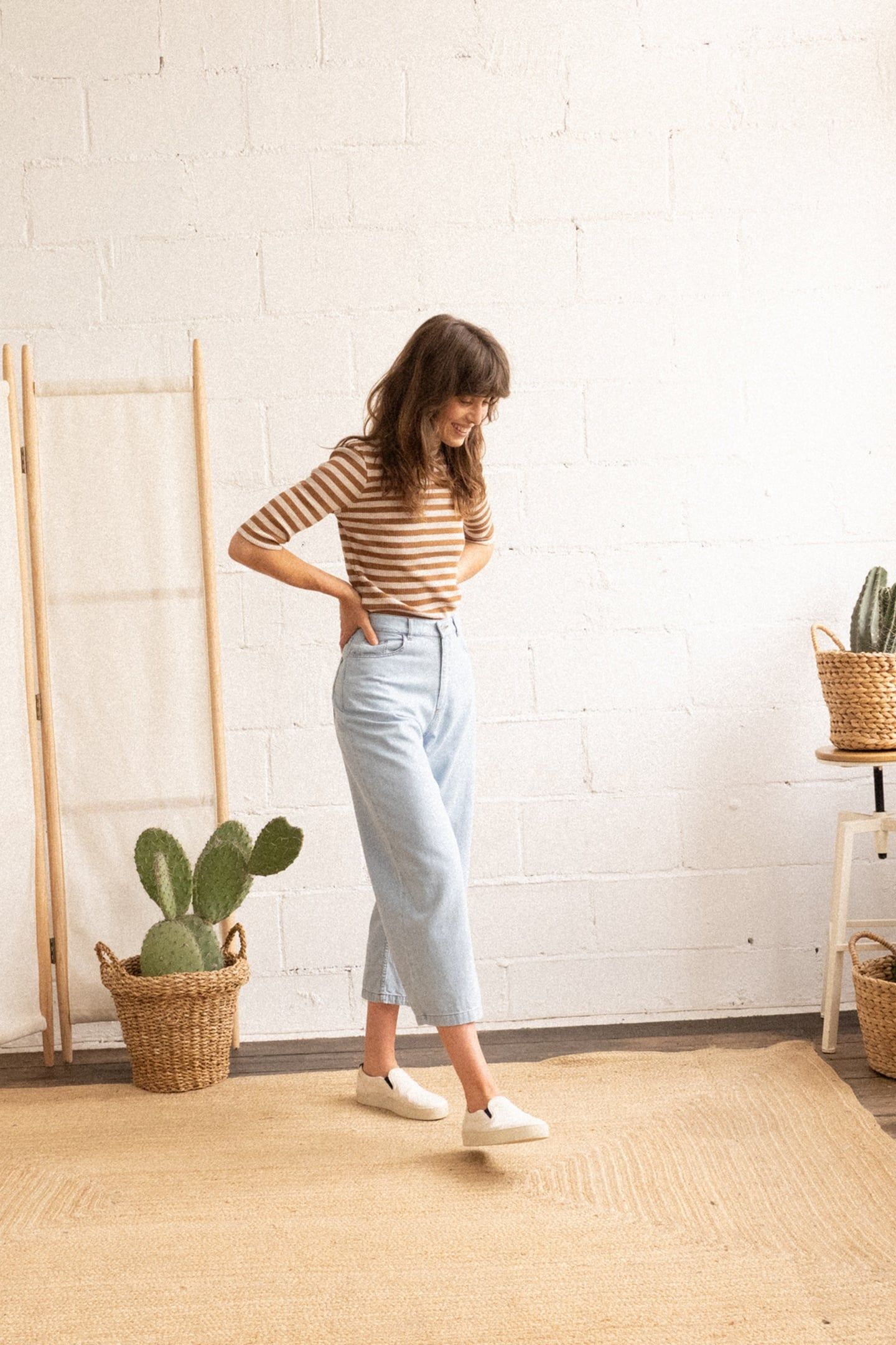 LEVITHA T-SHIRT CARAMEL STRIPES 2