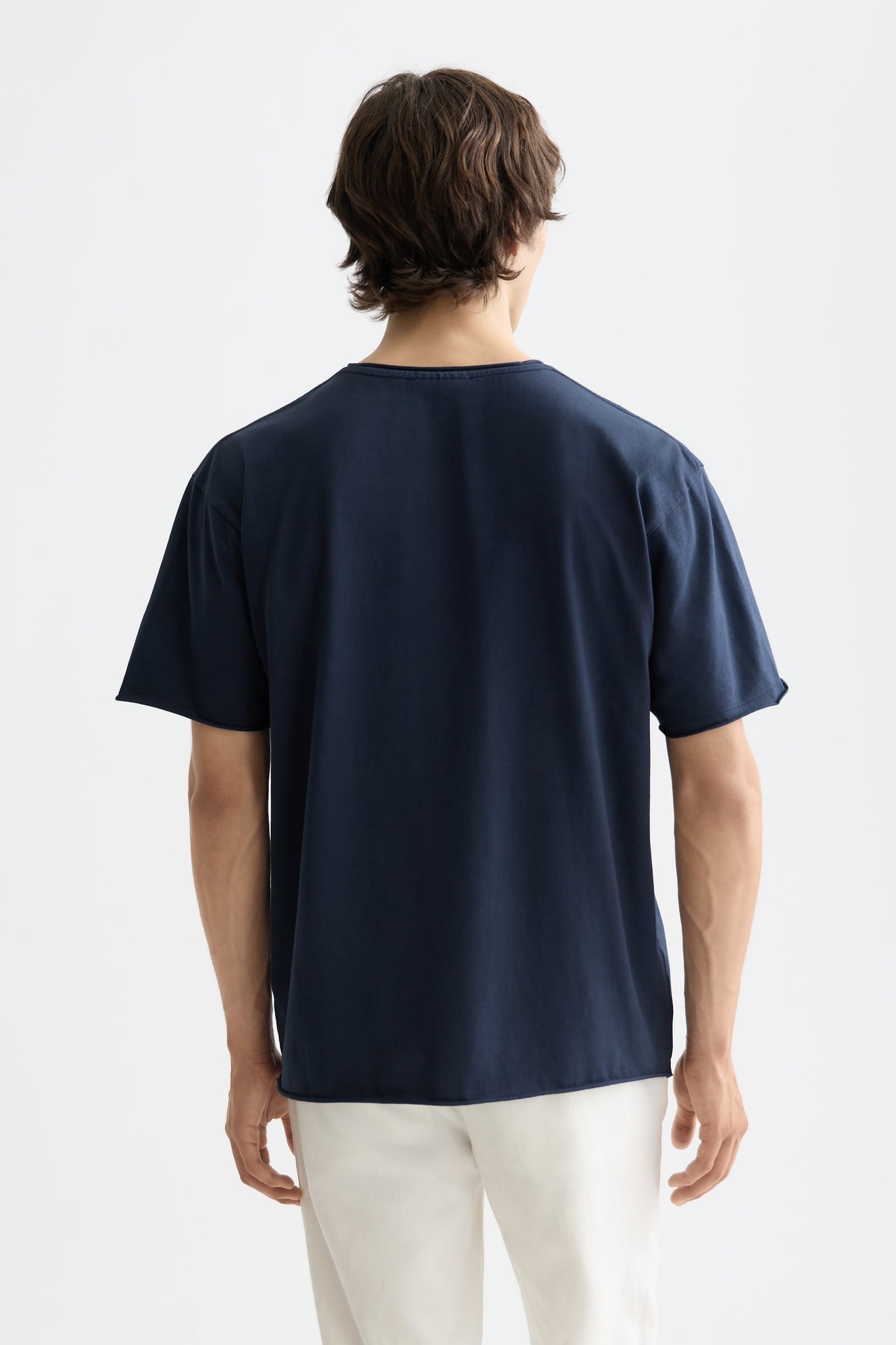 CORE RAW-EDGED RELAXED-FIT GARMENT-DYED T-SHIRT SKY CAPTAIN 1
