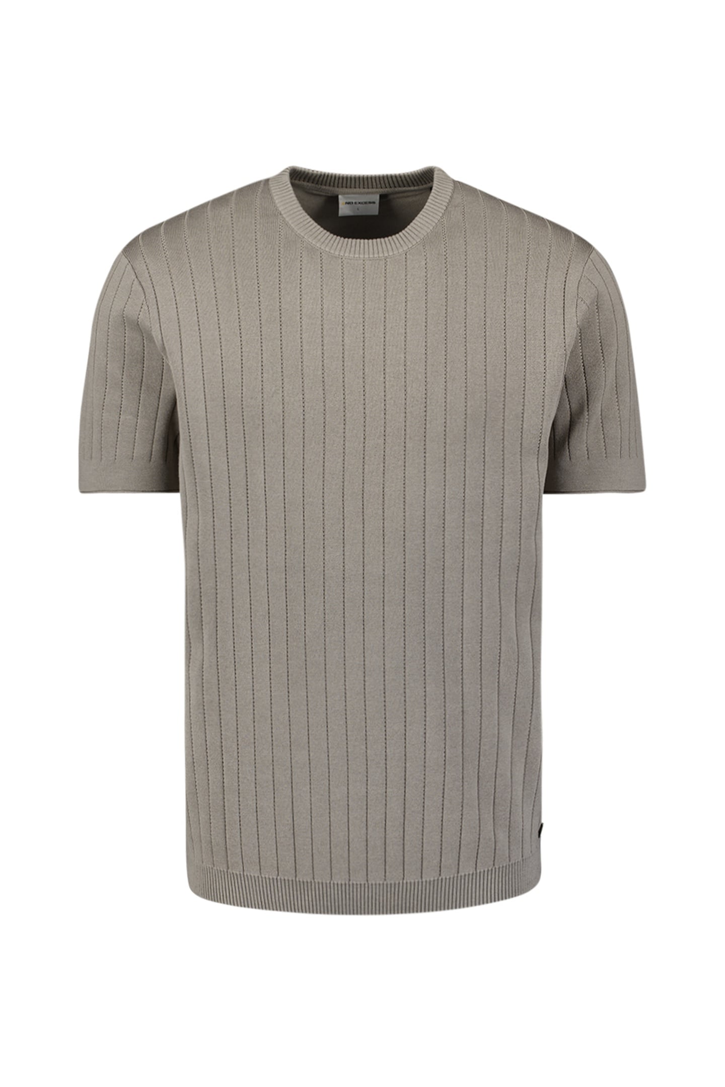 PULLOVER SHORT SLEEVE CREWNECK SOLID DROPNEEDLE STRIPE CLAY 6