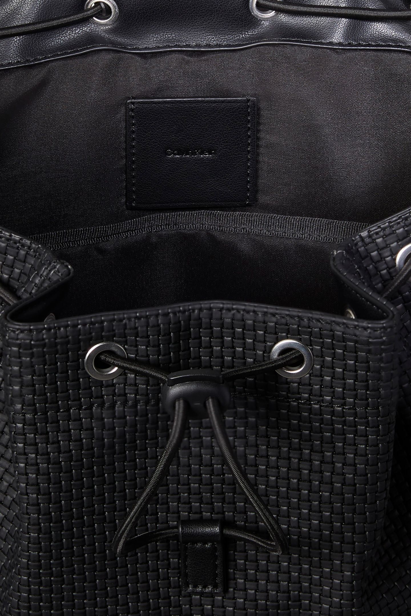 EMBOSSED WOVEN FLAP BACKPACK BLACK 4