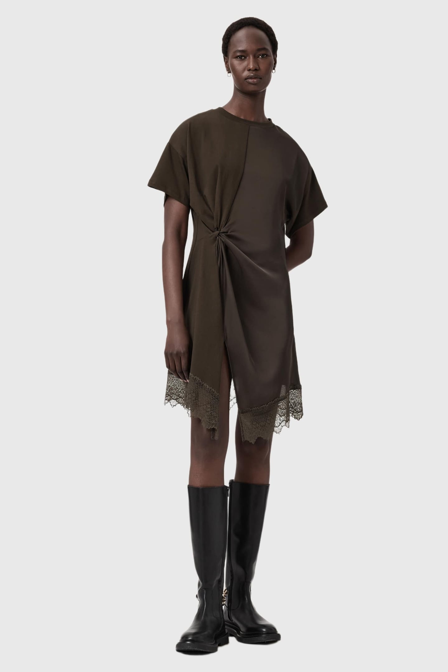 LANA LACE DRESS BOTTLE BROWN 3