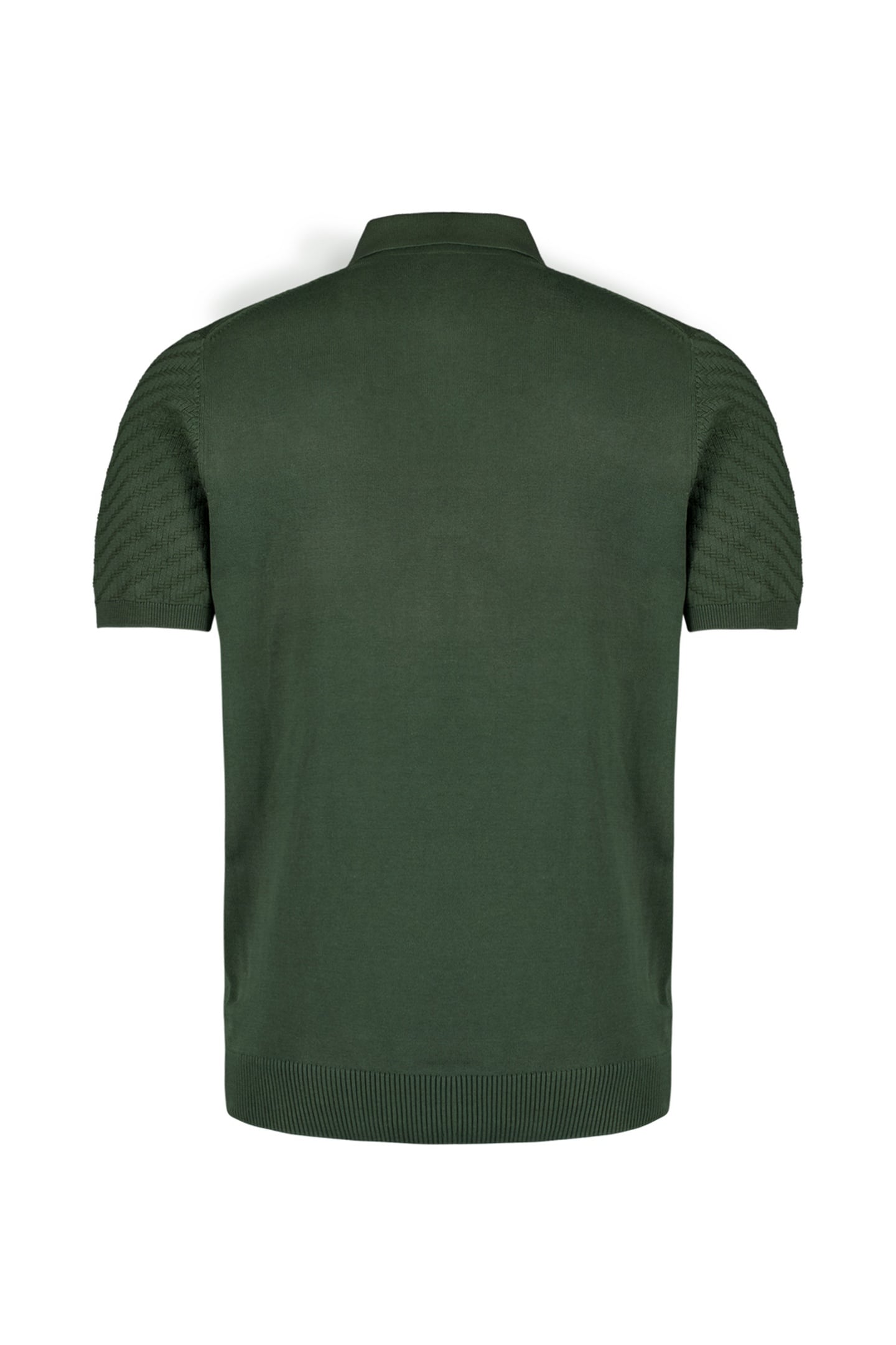 PULLOVER SHORT SLEEVE POLO ZIP SOLID JACQUARD DARK GREEN 6