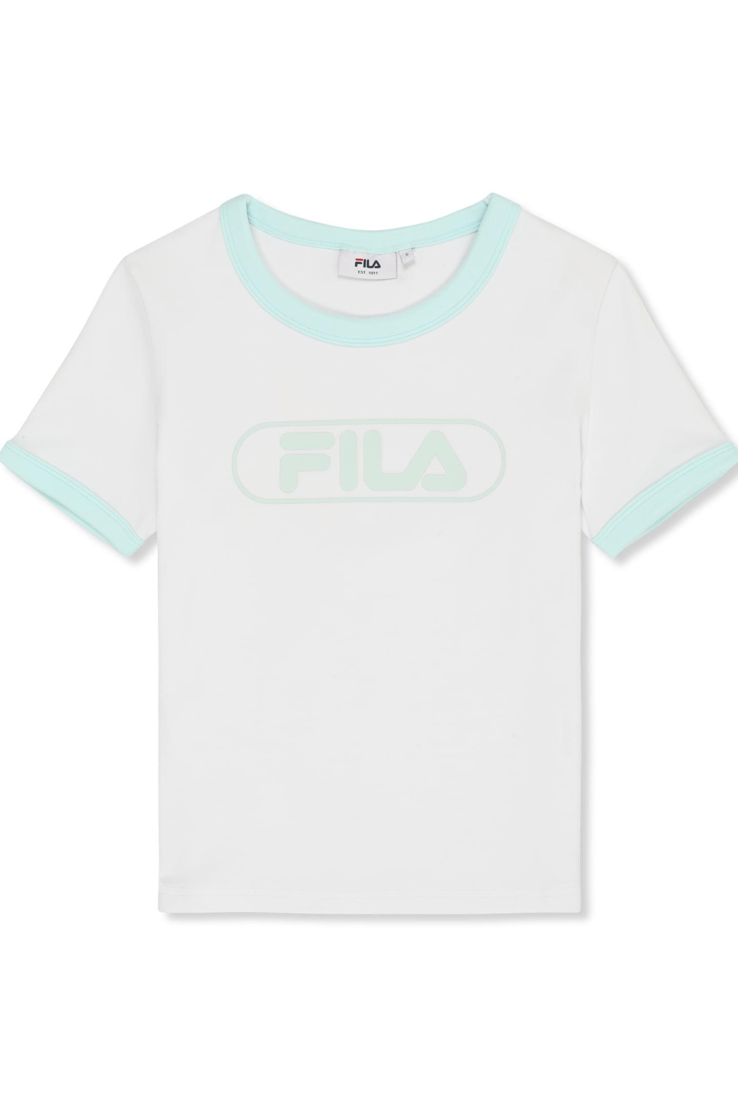 CERCINA SLIM LOGO RINGER BABY TEE BRIGHT WHITE-SOOTHING SEA 4