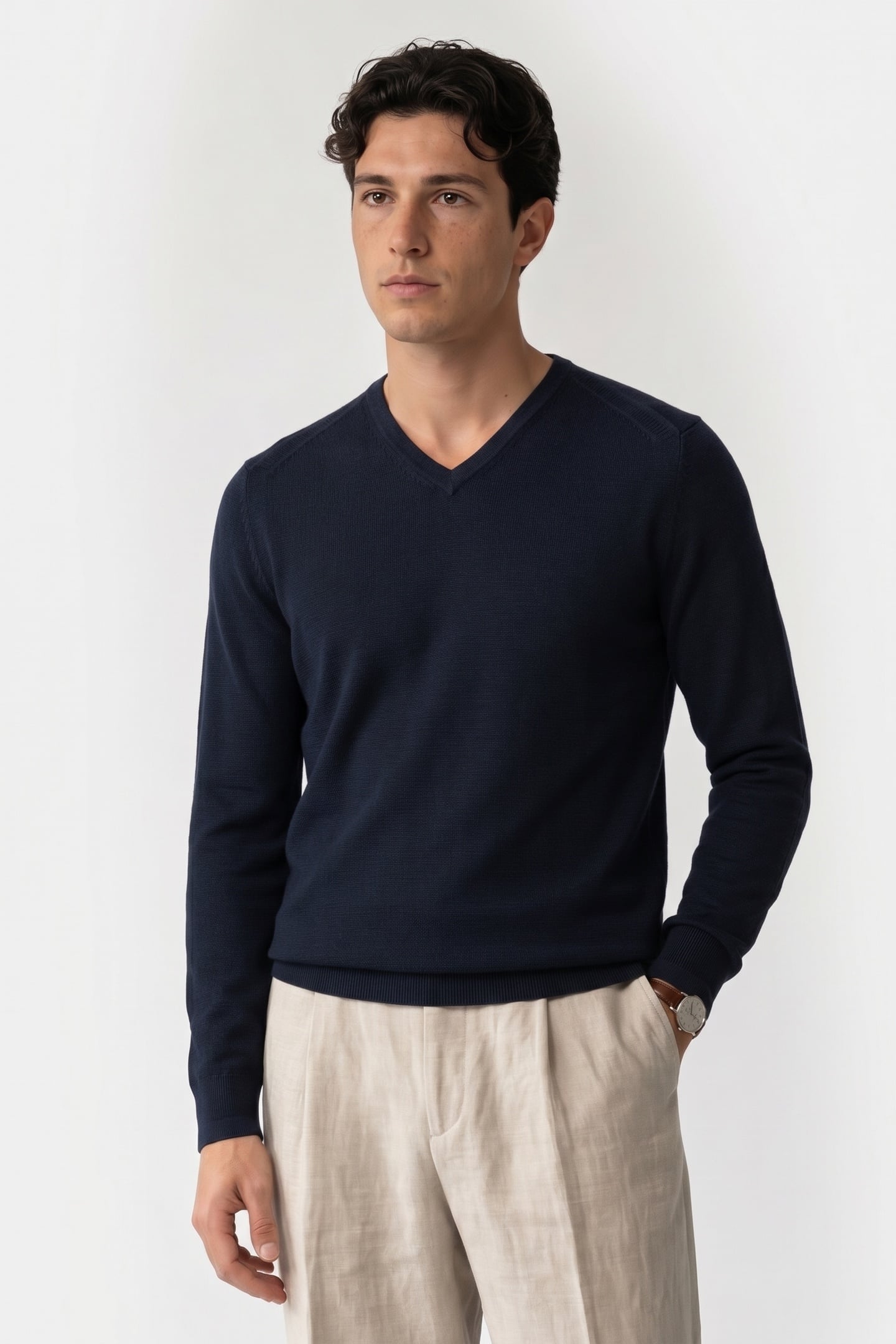 V-NECK ORGANIC COTTON NAVY 1