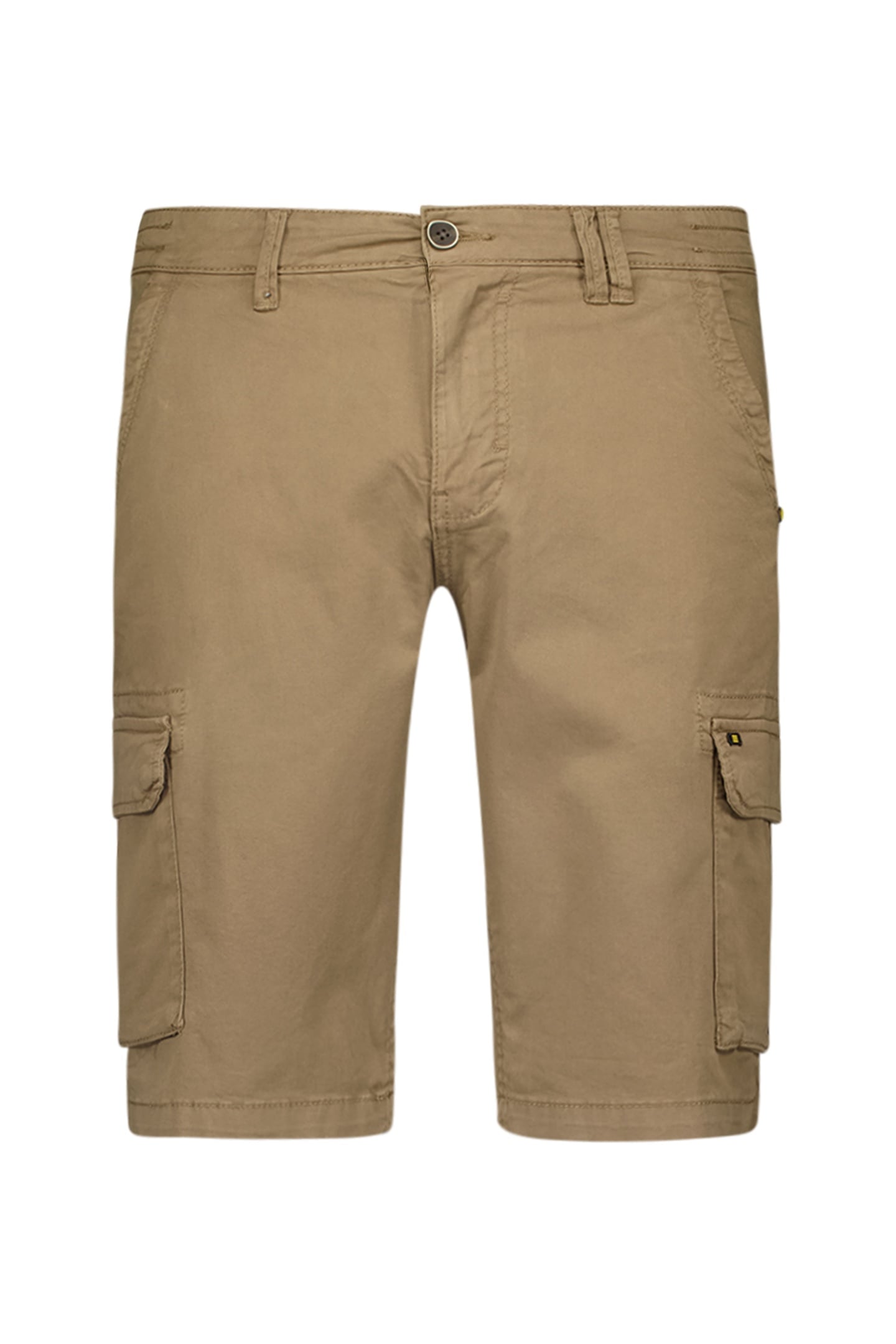 SHORT CARGO GARMENT DYED + STONE WASHED STRETCH KHAKI 1