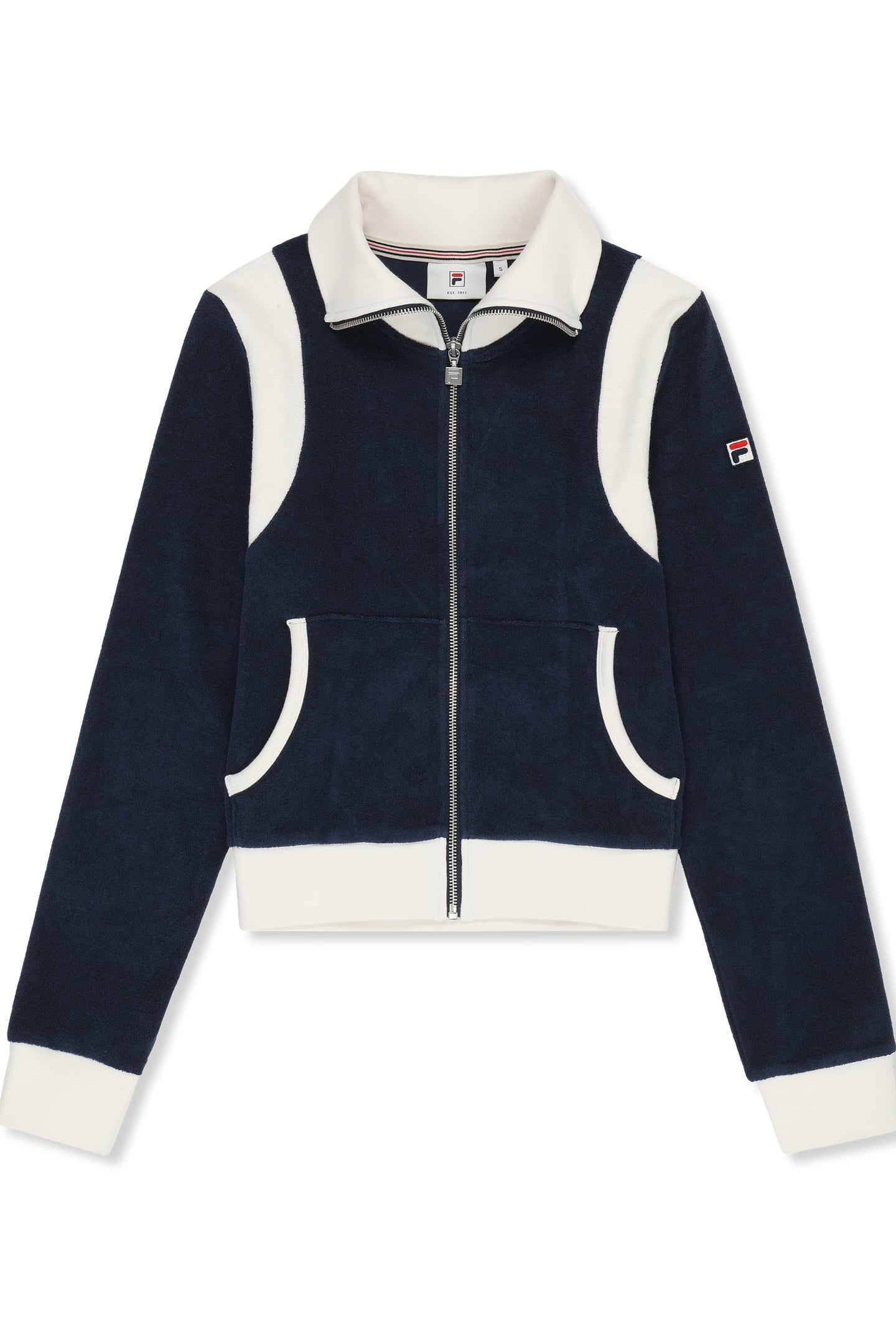 ADRIANO FITTED TOWELLING TRACK JACKET BLACK IRIS-EGRET 4