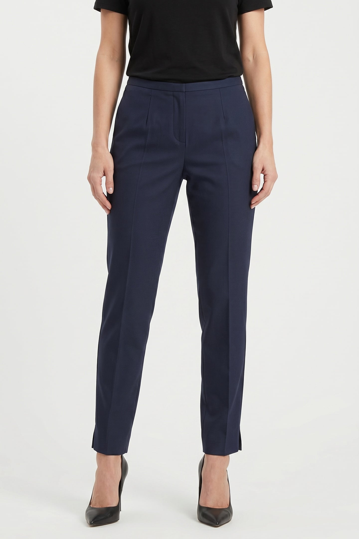 SLIM FIT FAILLE TROUSERS NAVY 1