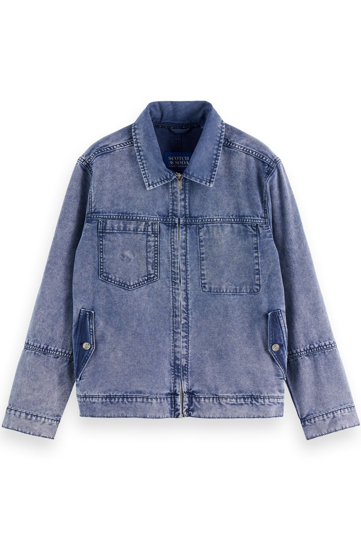 WORKWEAR BOMBER JACKET IN DENIM WASHED CANVAS NAVY 5