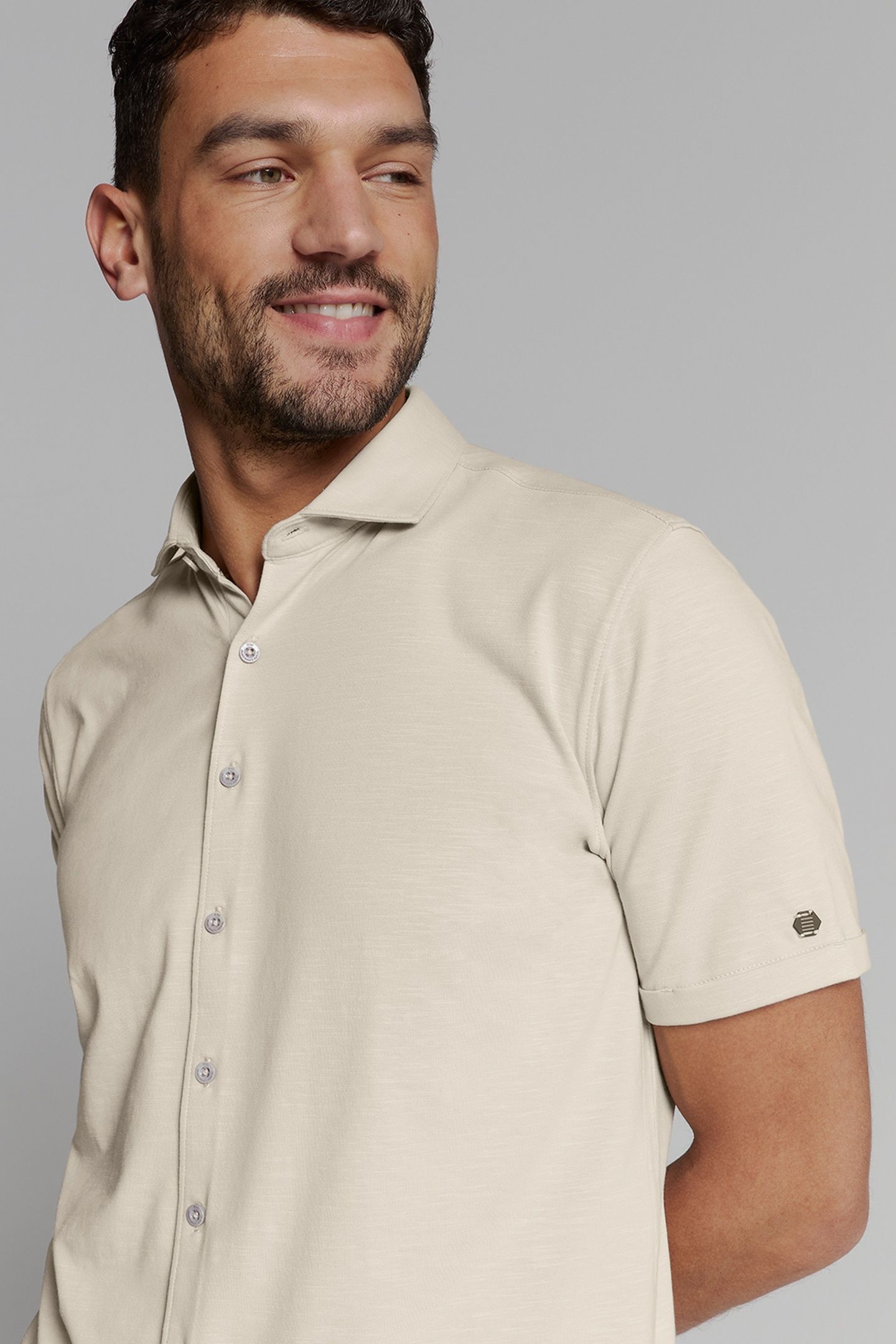SHIRT SHORT SLEEVE SLUB JERSEY STRETCH CEMENT 2