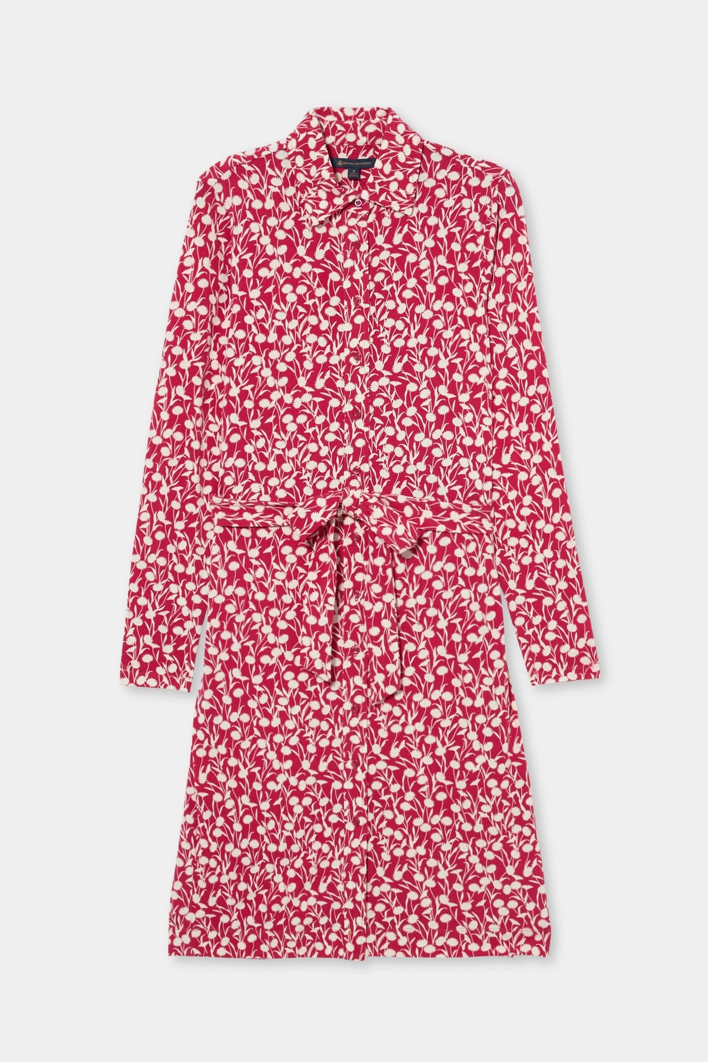 KNIT BELTED SHIRT DRESS RED 3