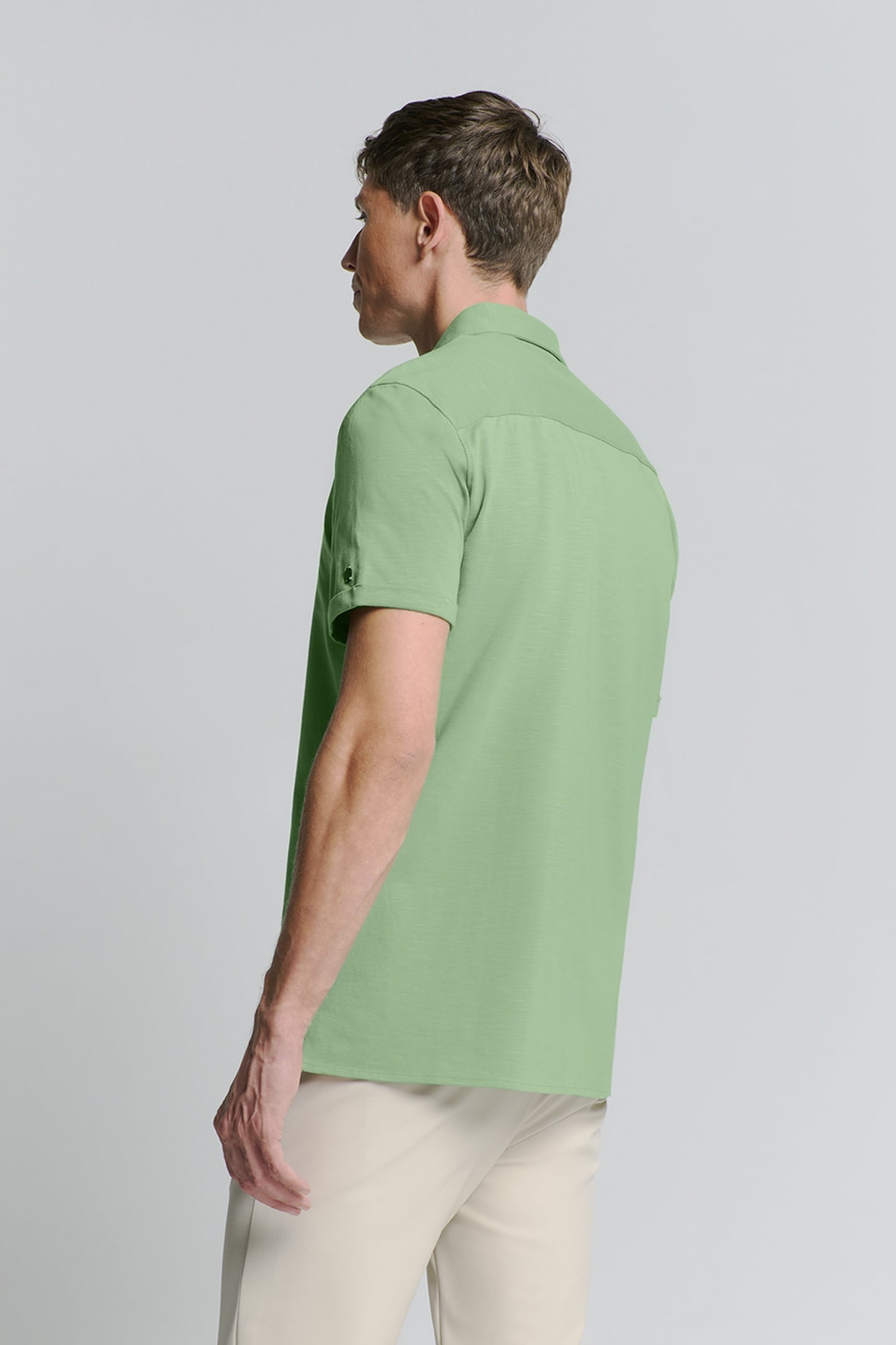 SHIRT SHORT SLEEVE SLUB JERSEY STRETCH GREEN 4