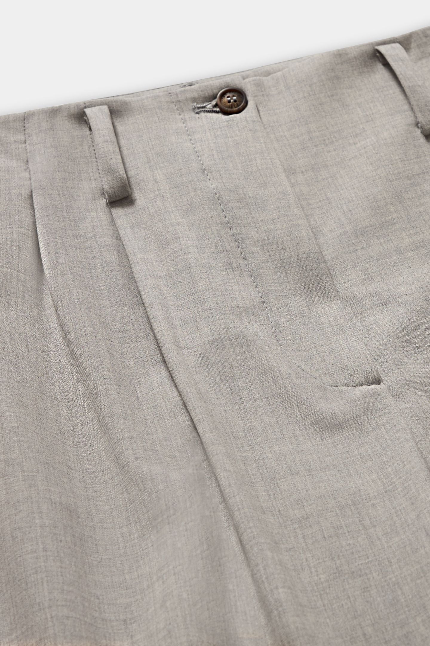 WOOL BLEND STRETCH PLEATED TROUSERS LIGHT GREY 6