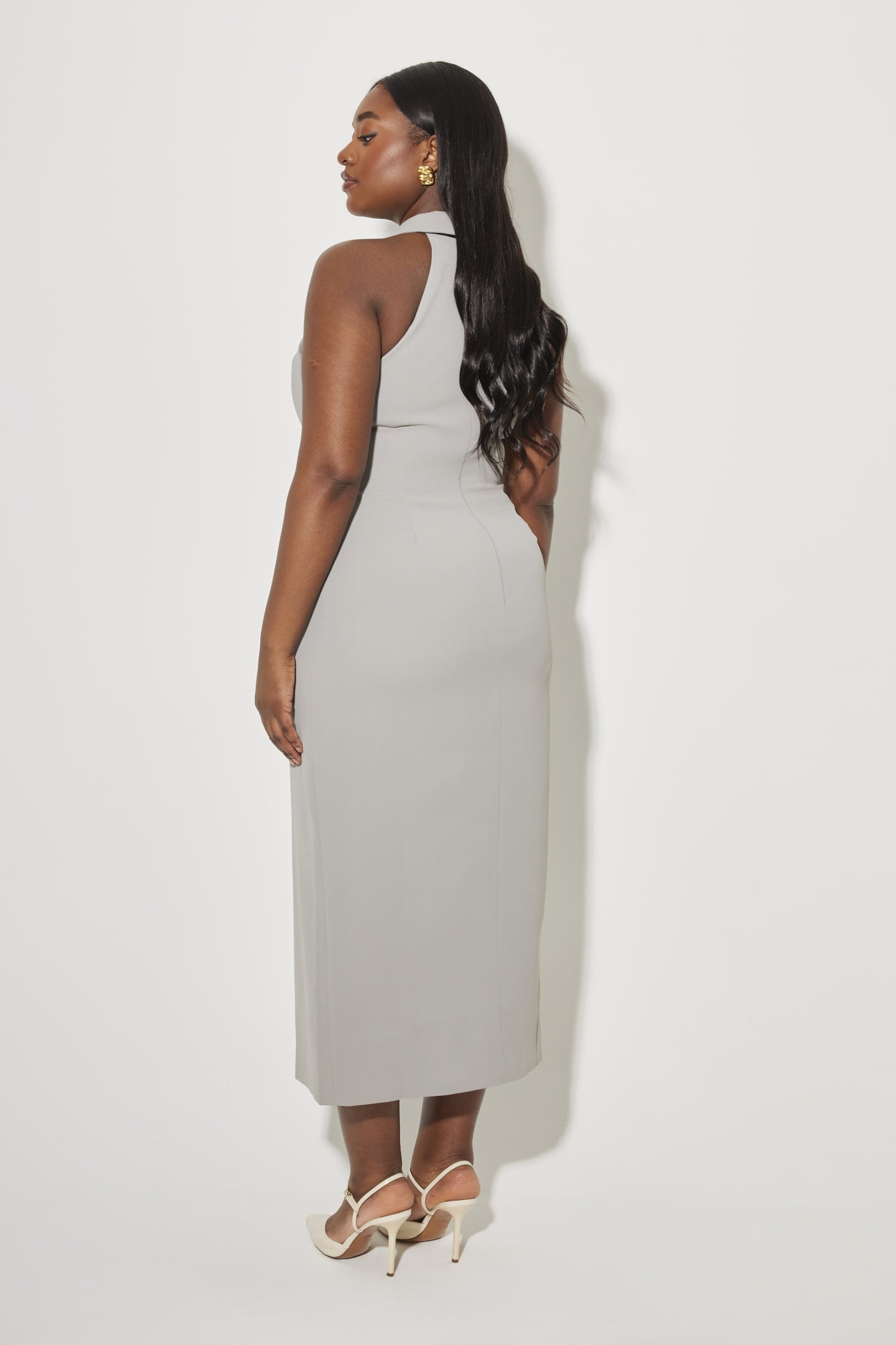 COLLAR MAXI DRESS GREY 3
