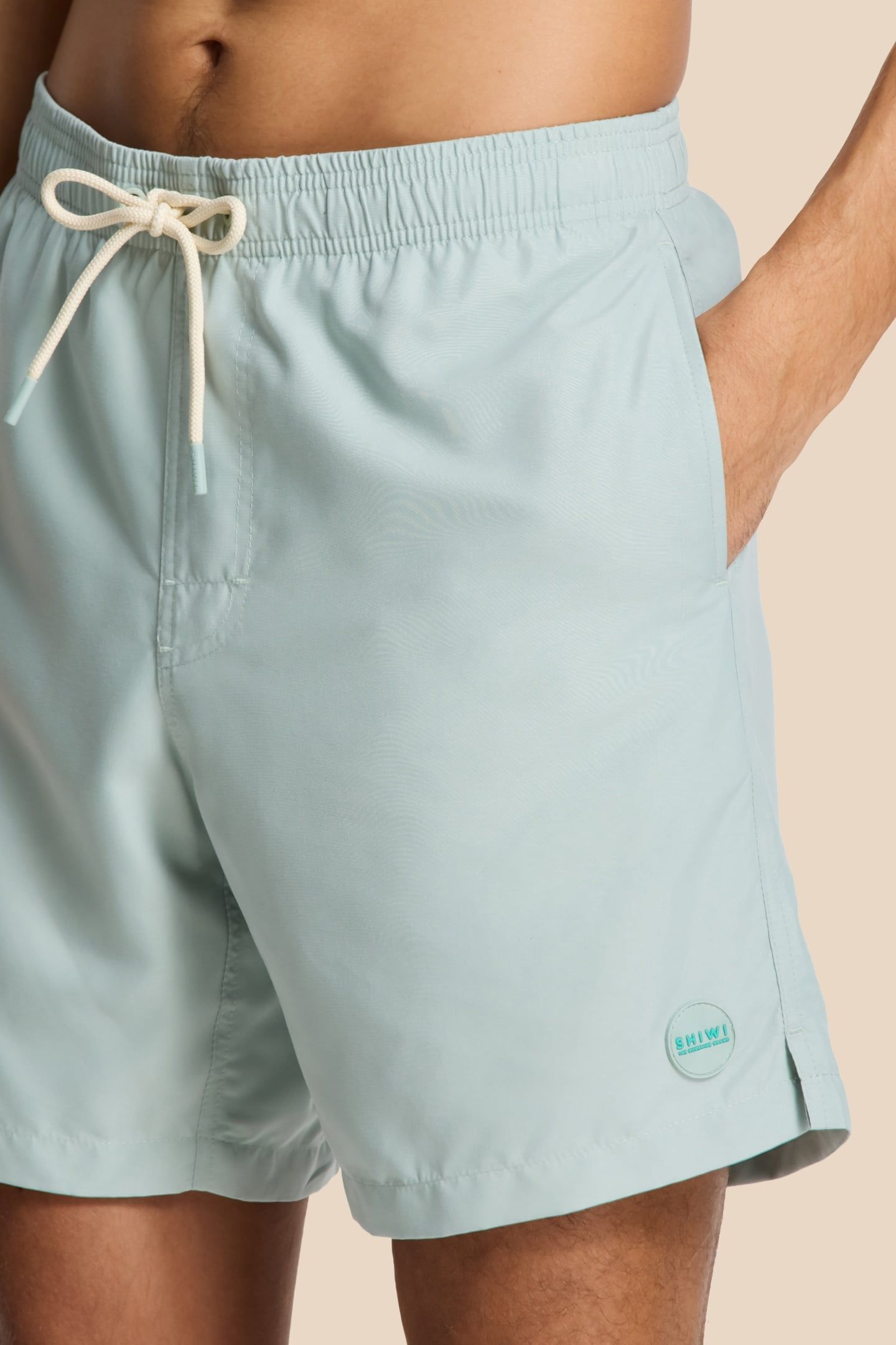 MEN MIKE SWIM SHORTS 7 INCH SOLID GREEN SEAFOAM 6