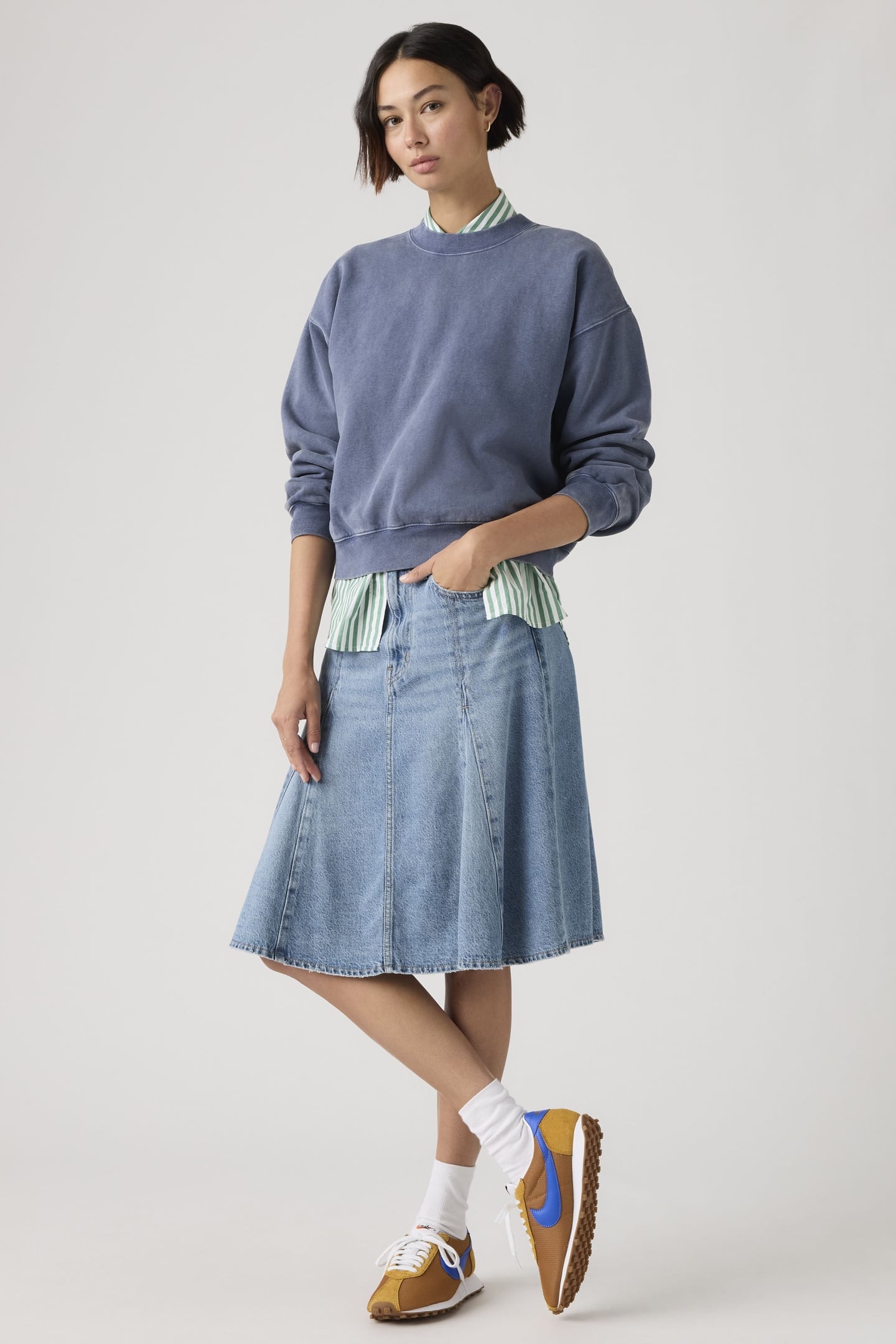 GODET KNEE LENGTH LIGHTWEIGHT SKIRT 4