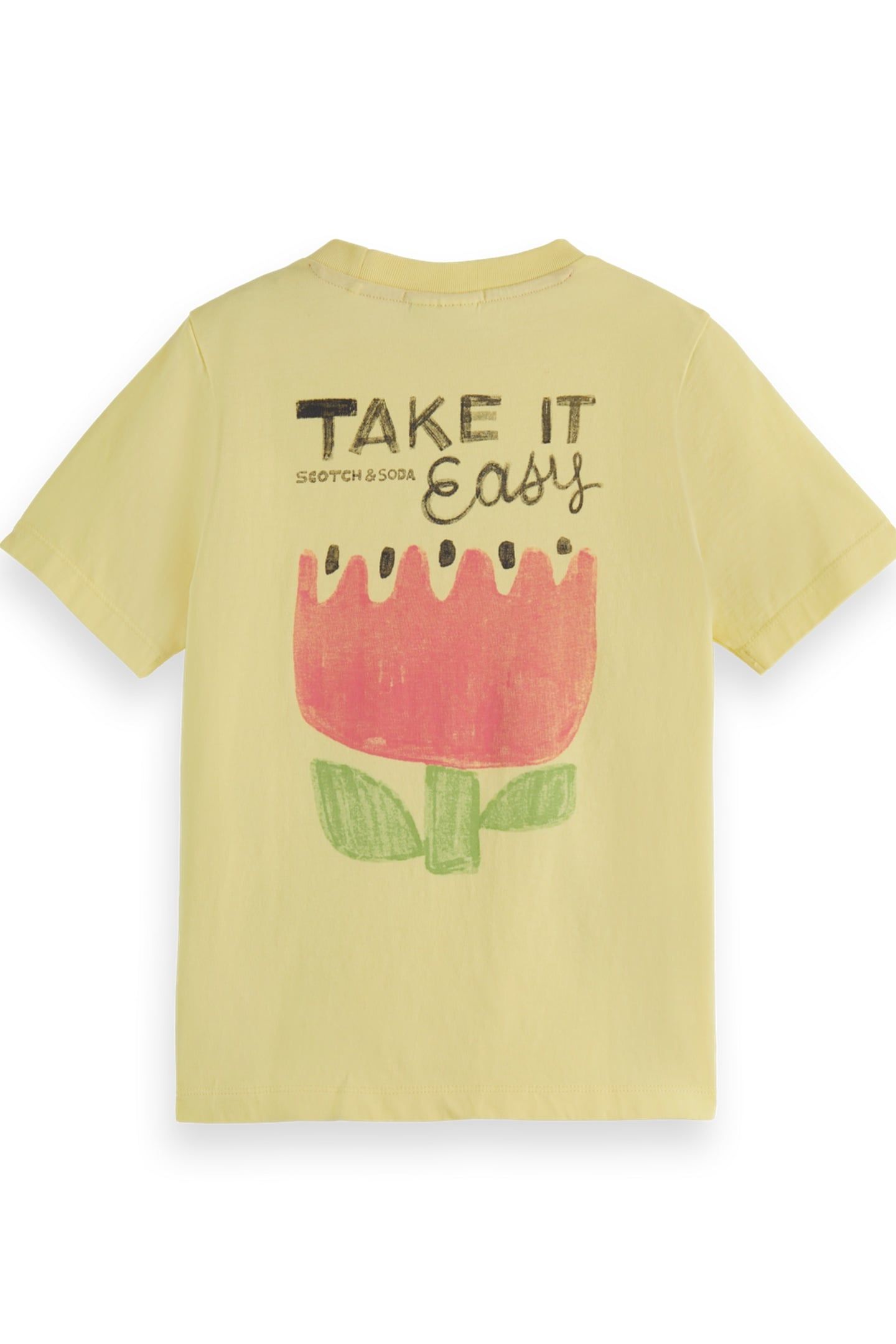 GIRL KNOTTED T-SHIRT WITH ARTWORKS SORBET YELLOW 2