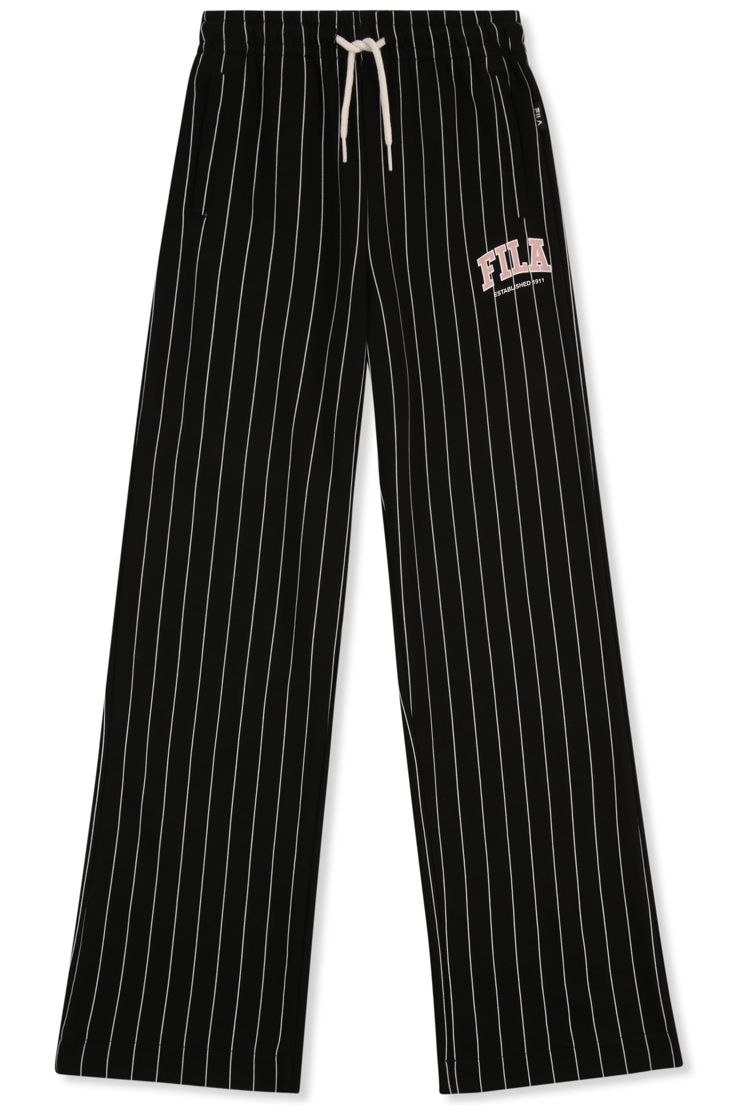 RIFREDI WIDE GRAPHIC PINSTRIPED SWEATPANTS BLACK / EGRET STR 1