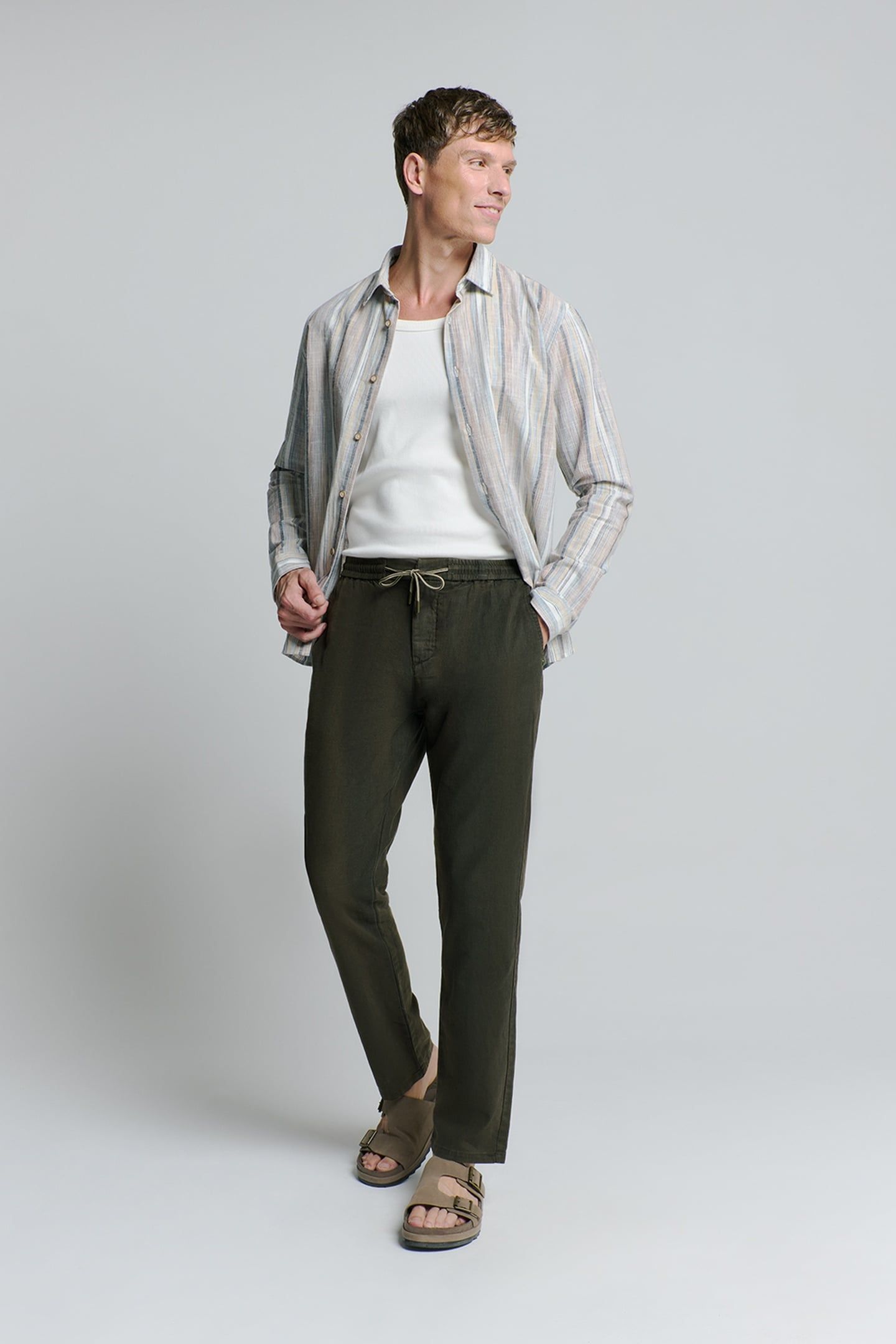 PANTS WITH LINEN GARMENT DYED MOTORBLACK 2