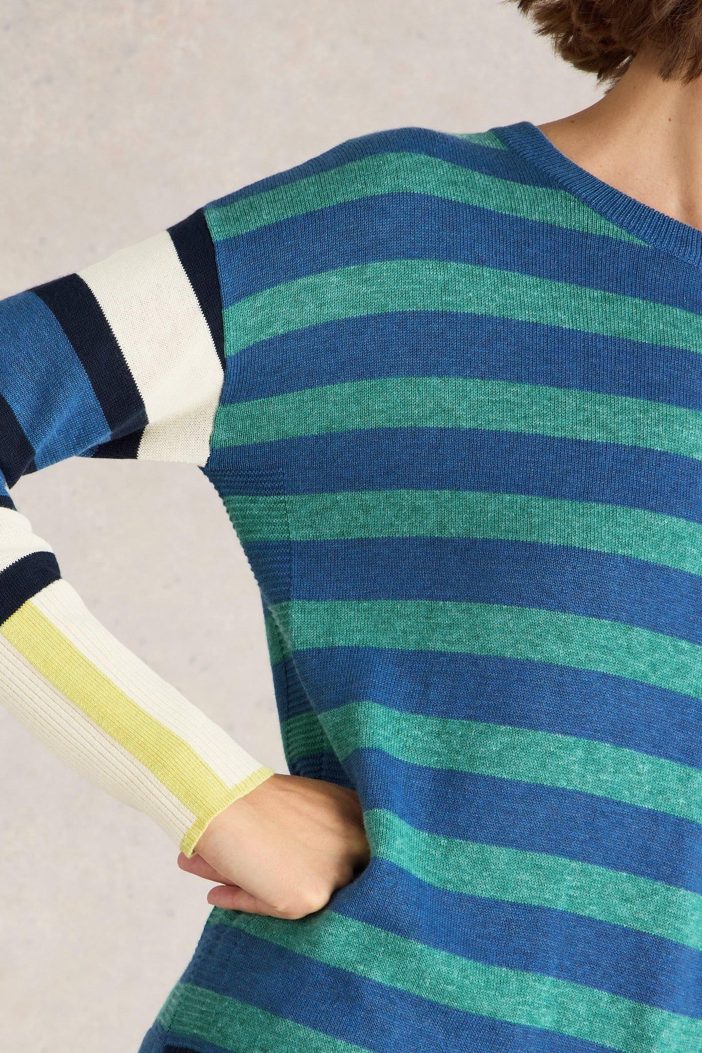 OLIVE STRIPE JUMPER BLUE MULTI 5