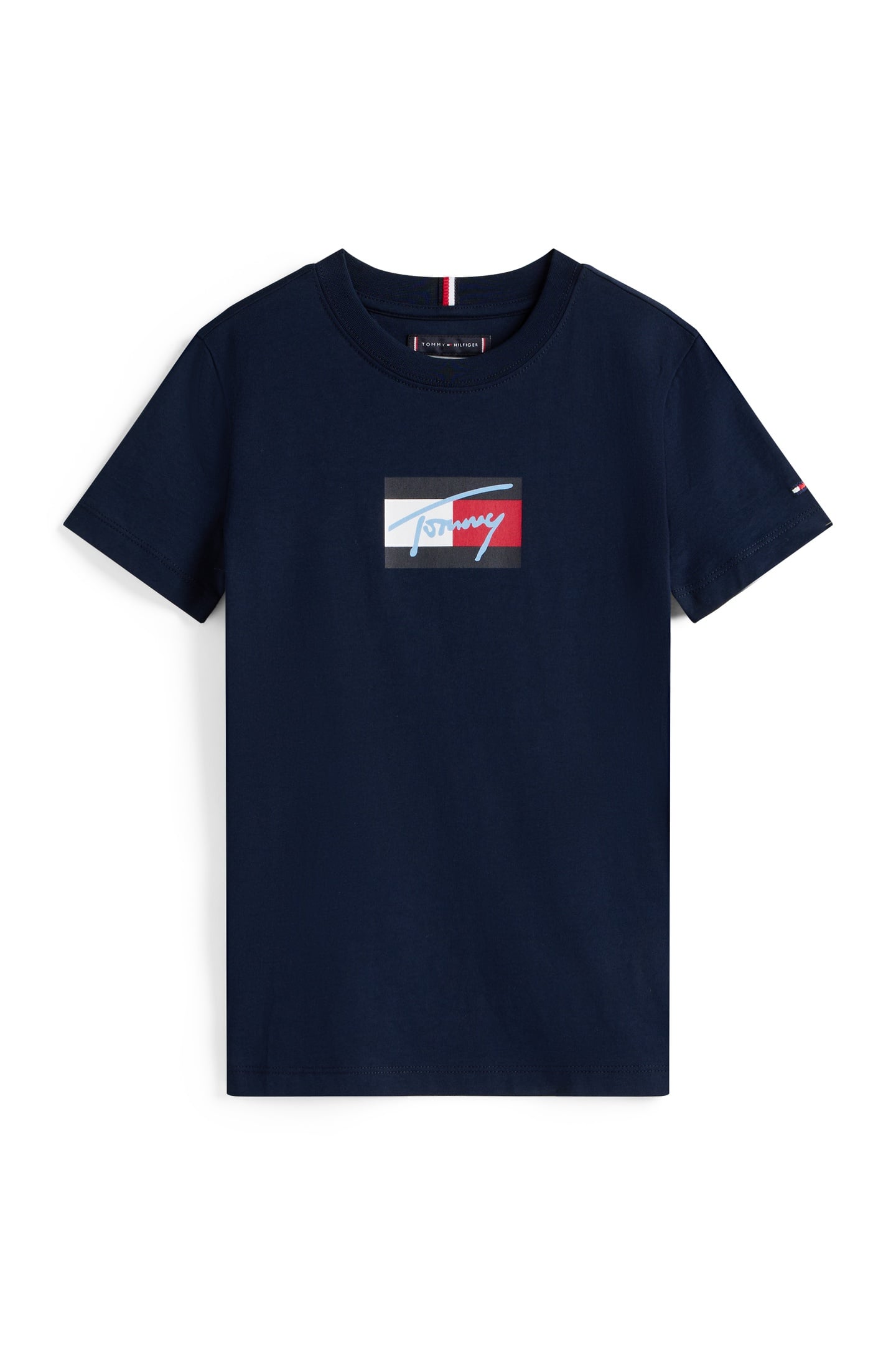 BOYS TOMMY SCRIPT FLAG TEE DARK NIGHT NAVY 4