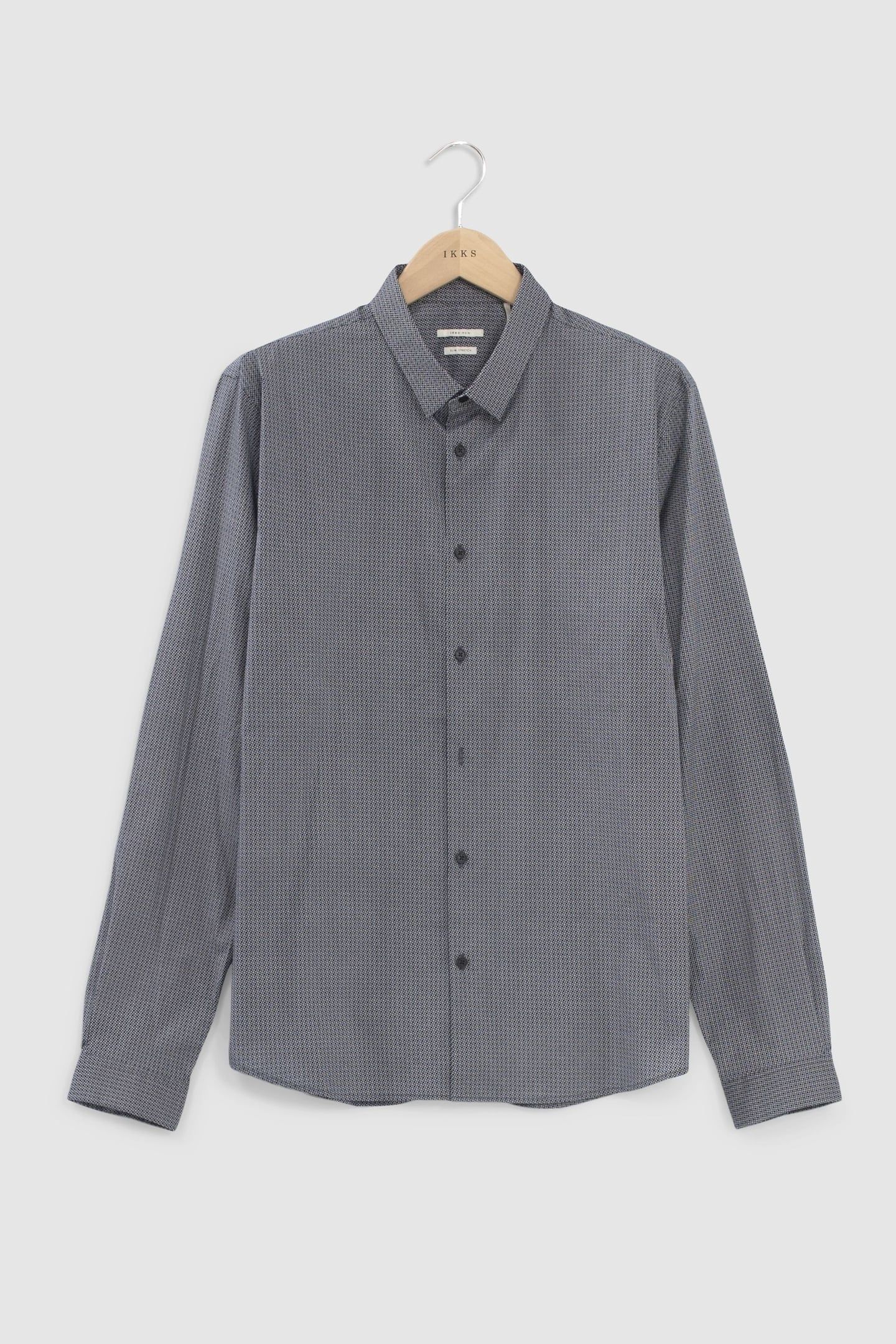NAVY MINIMALIST PRINT EASY CARE SLIM SHIRT 4