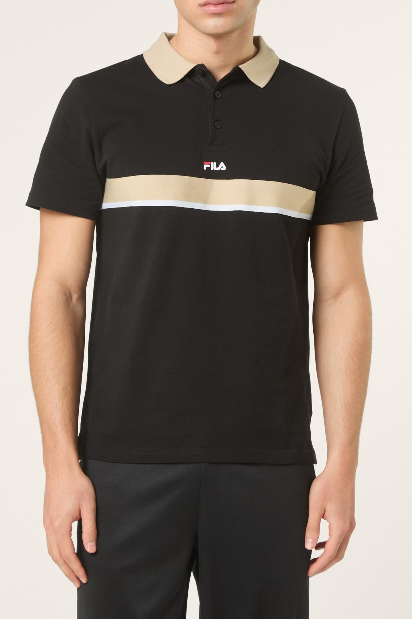 SAGANO RELAXED TAPED POLO SHIRT BLACK 1