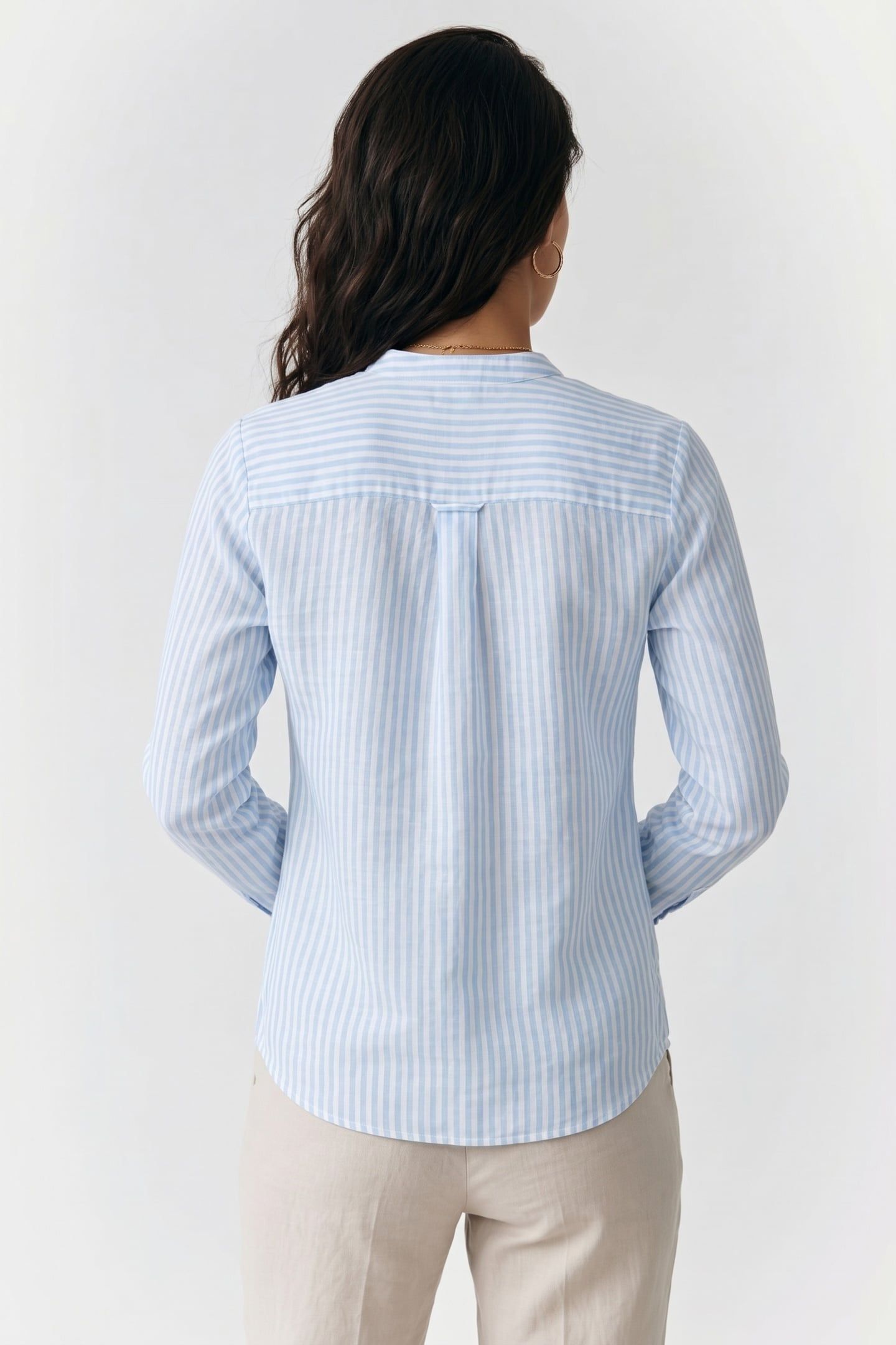 COREAN COLLAR SHIRT LINEN SKY BLUE 2