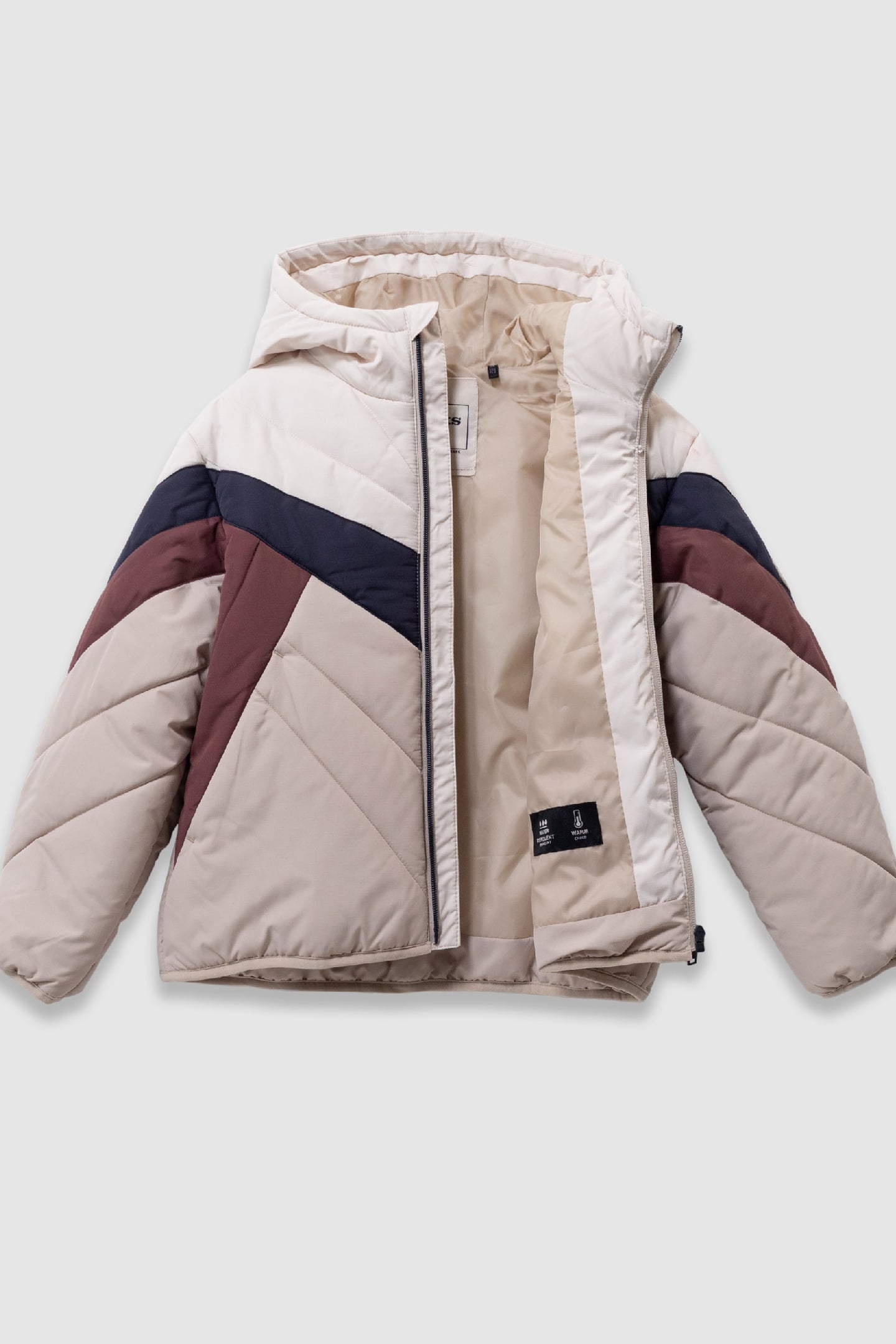 BEIGE PADDED JACKET IN TWO-TONE STRIPES 4