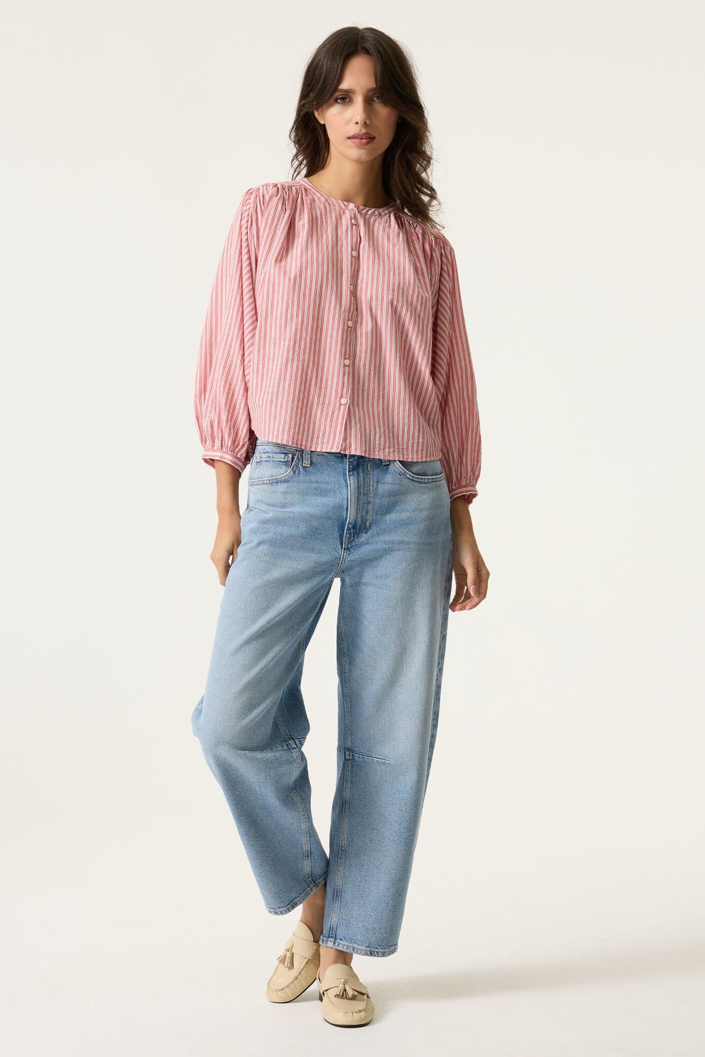 LADIES SHIRT LS DUSTY PINK 2