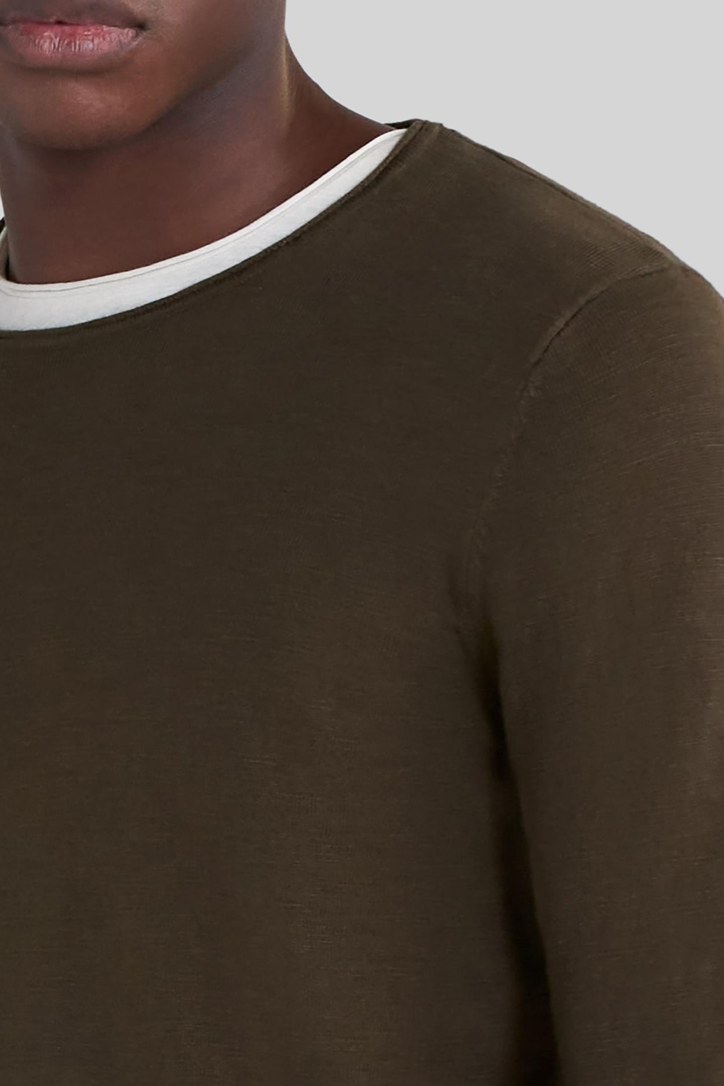 KHAKI SLUB KNIT SWEATER WITH ROLLED EDGES 7