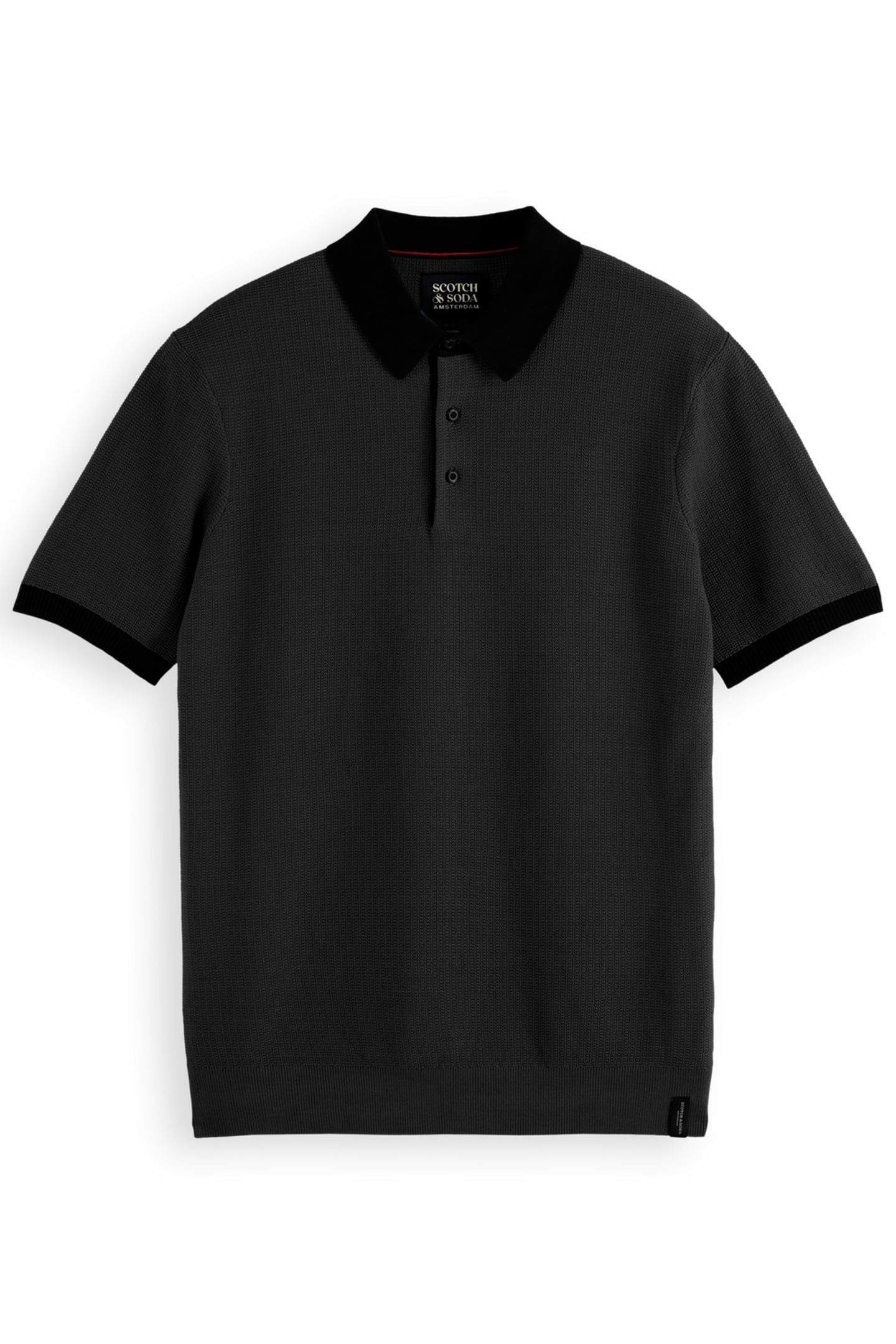 STRUCTURED KNITTED SOLID POLO BLACK 3