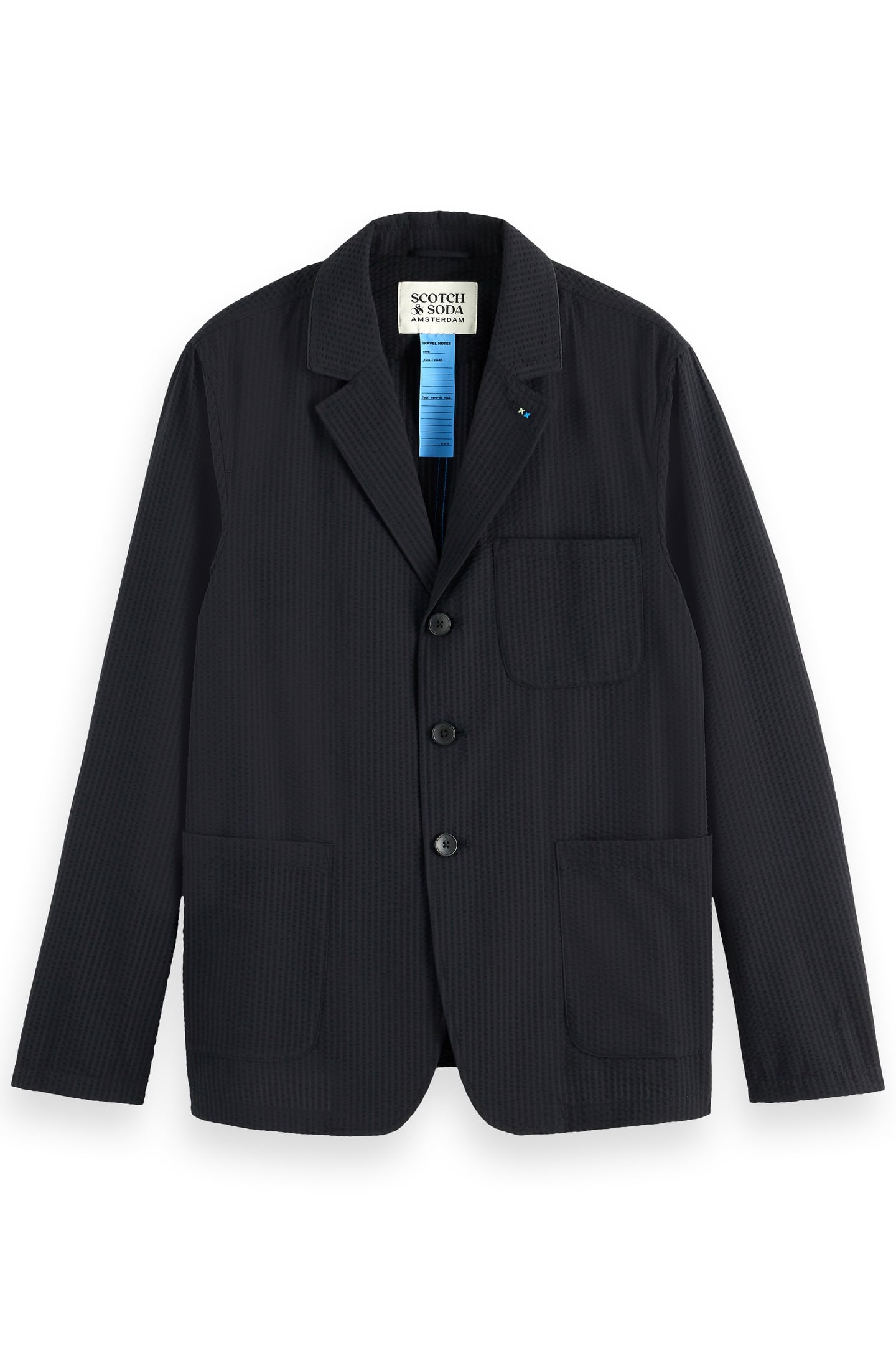 UNCONSTRUCTED 3-BUTTON COTTON-BLEND SEERSUCKER BLAZER WASHED 4