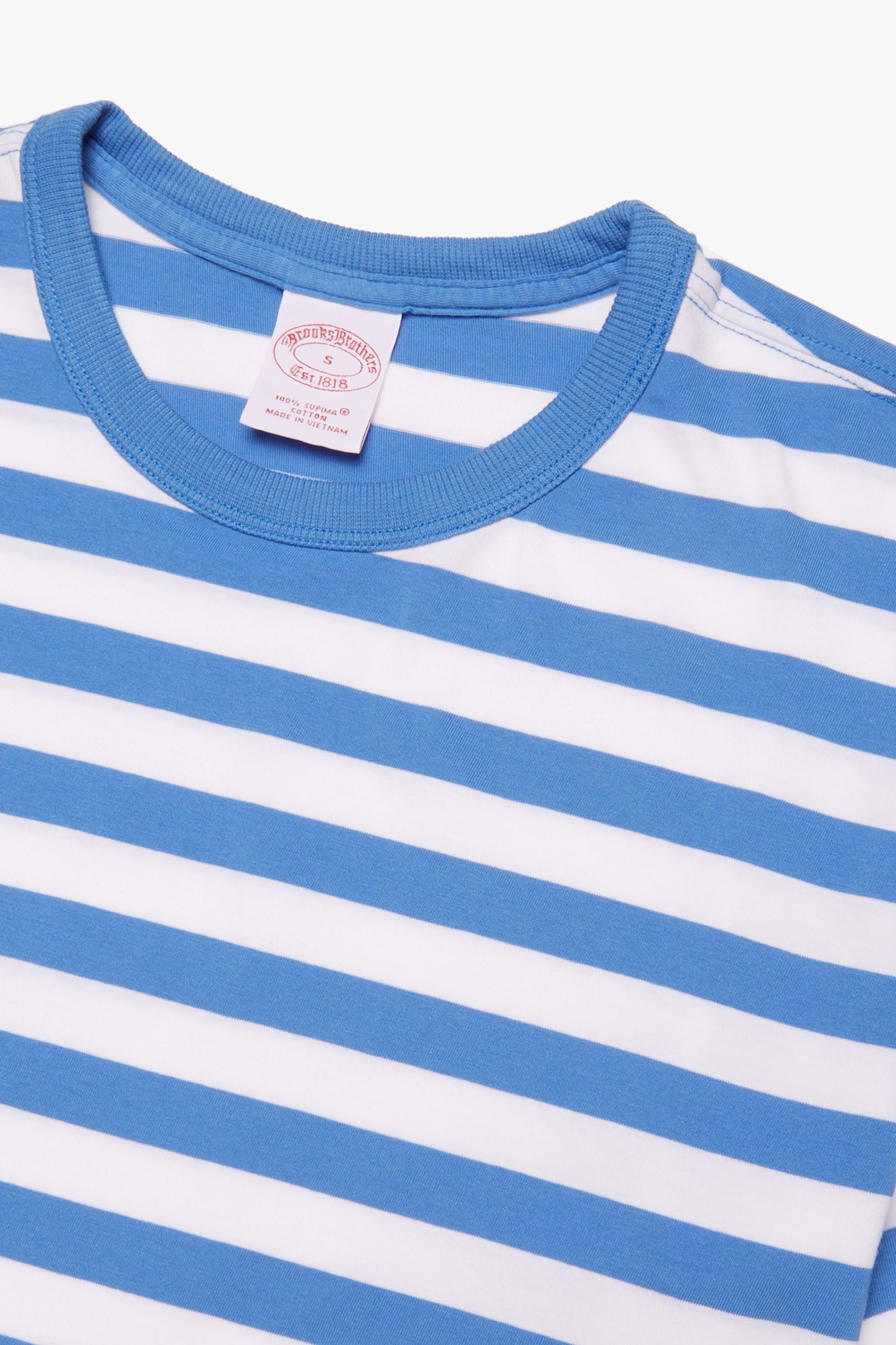 SUPIMA COTTON SLIM STRIPED T-SHIRT OPEN BLUE 6