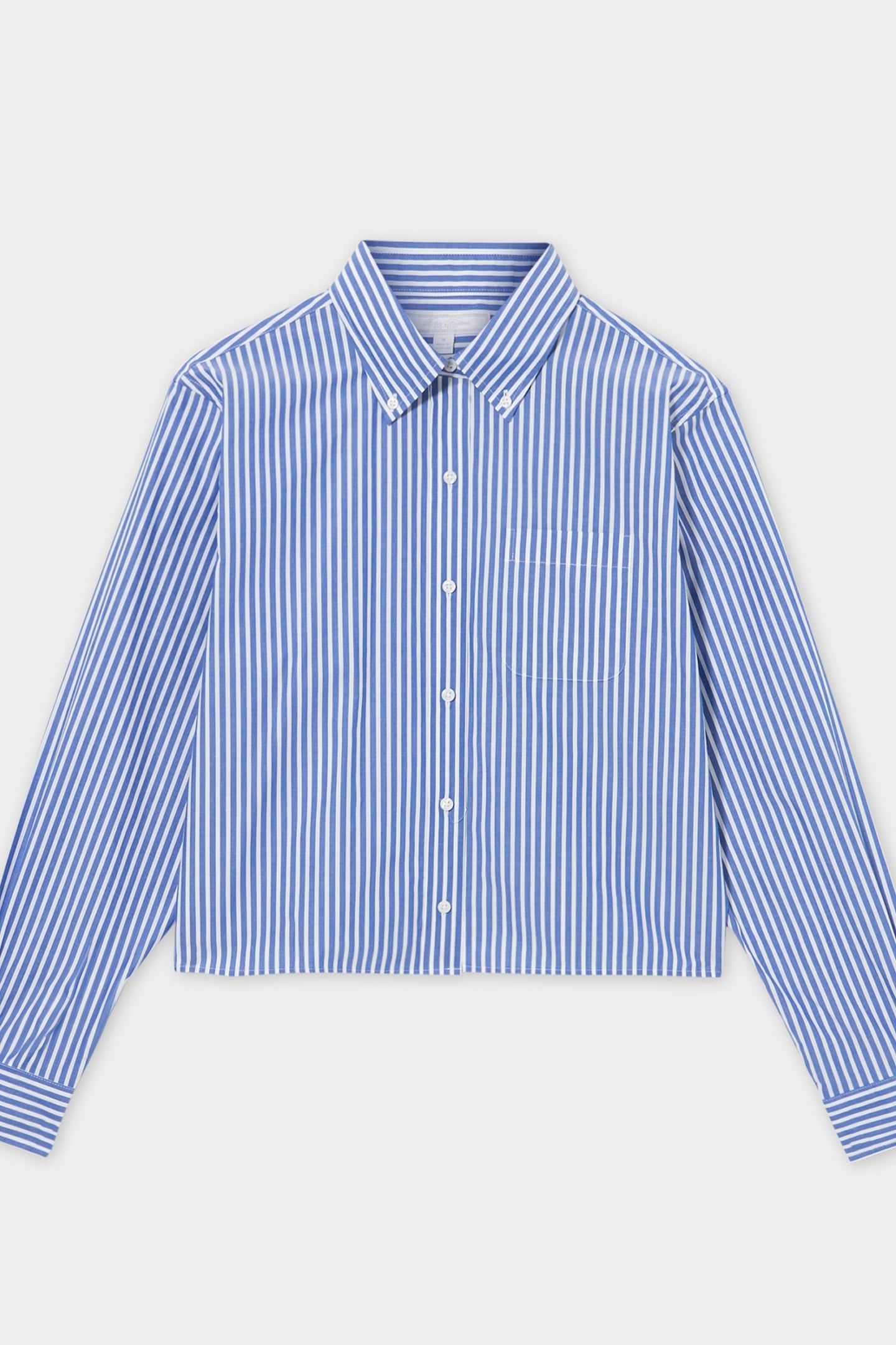 CROPPED STRIPED COTTON POPLIN SHIRT BLUE 3