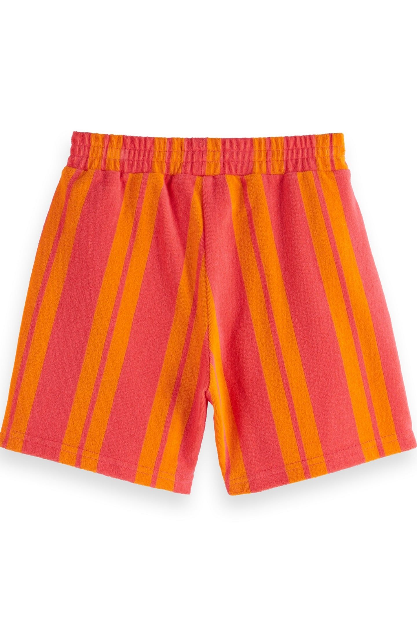 GIRL TOWELLING CAMP SHORTS ELECTRIC PINK/ ORANGE STRIPE 2