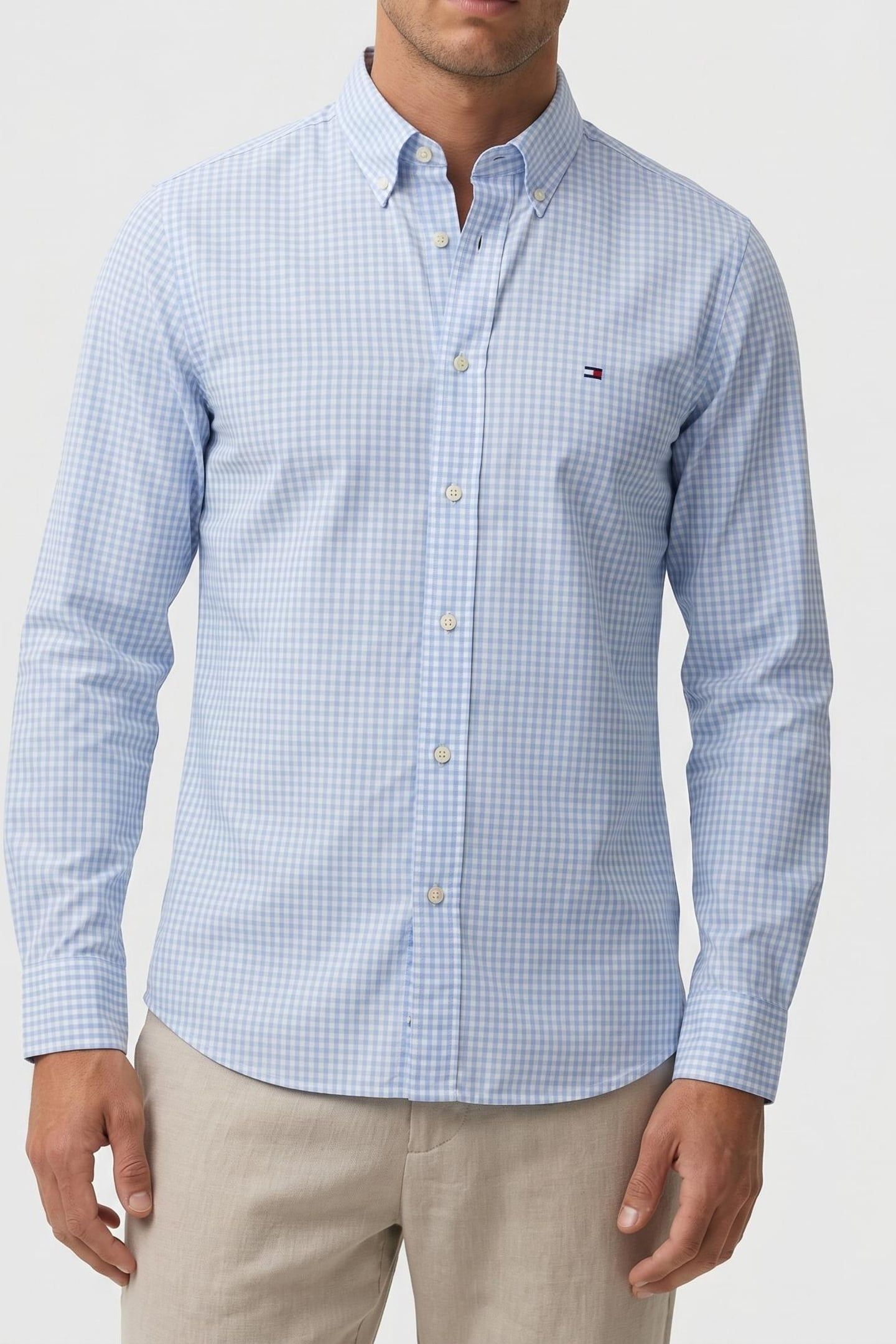 FLEX POPLIN SHIRT SWEET BLUE/CHECK 1