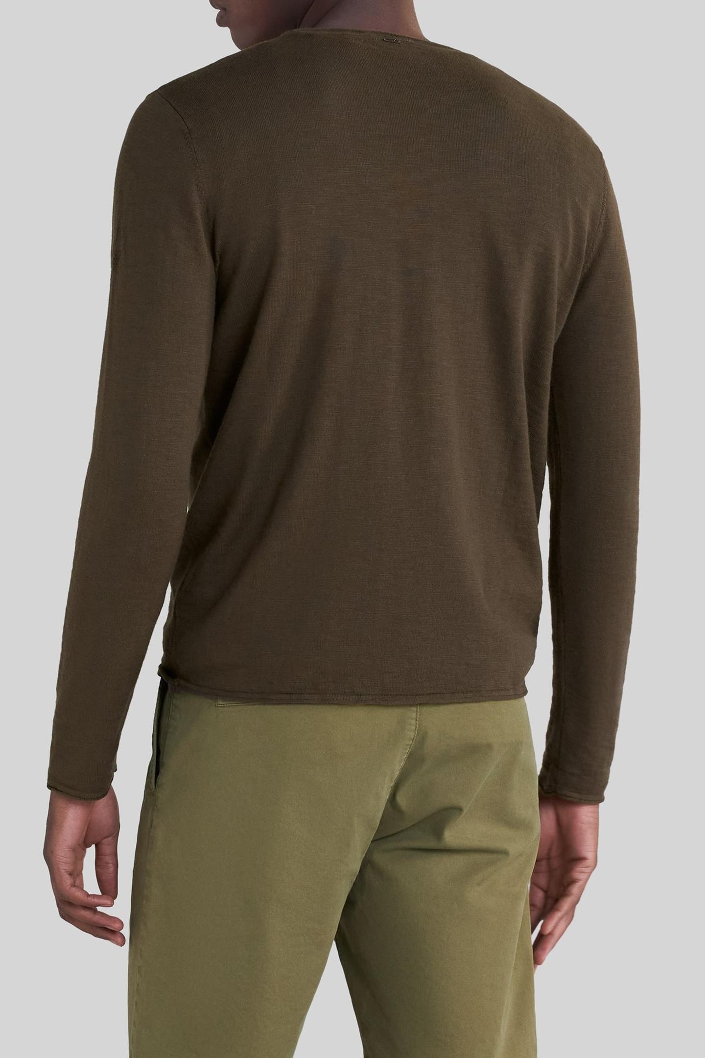 KHAKI SLUB KNIT SWEATER WITH ROLLED EDGES 3