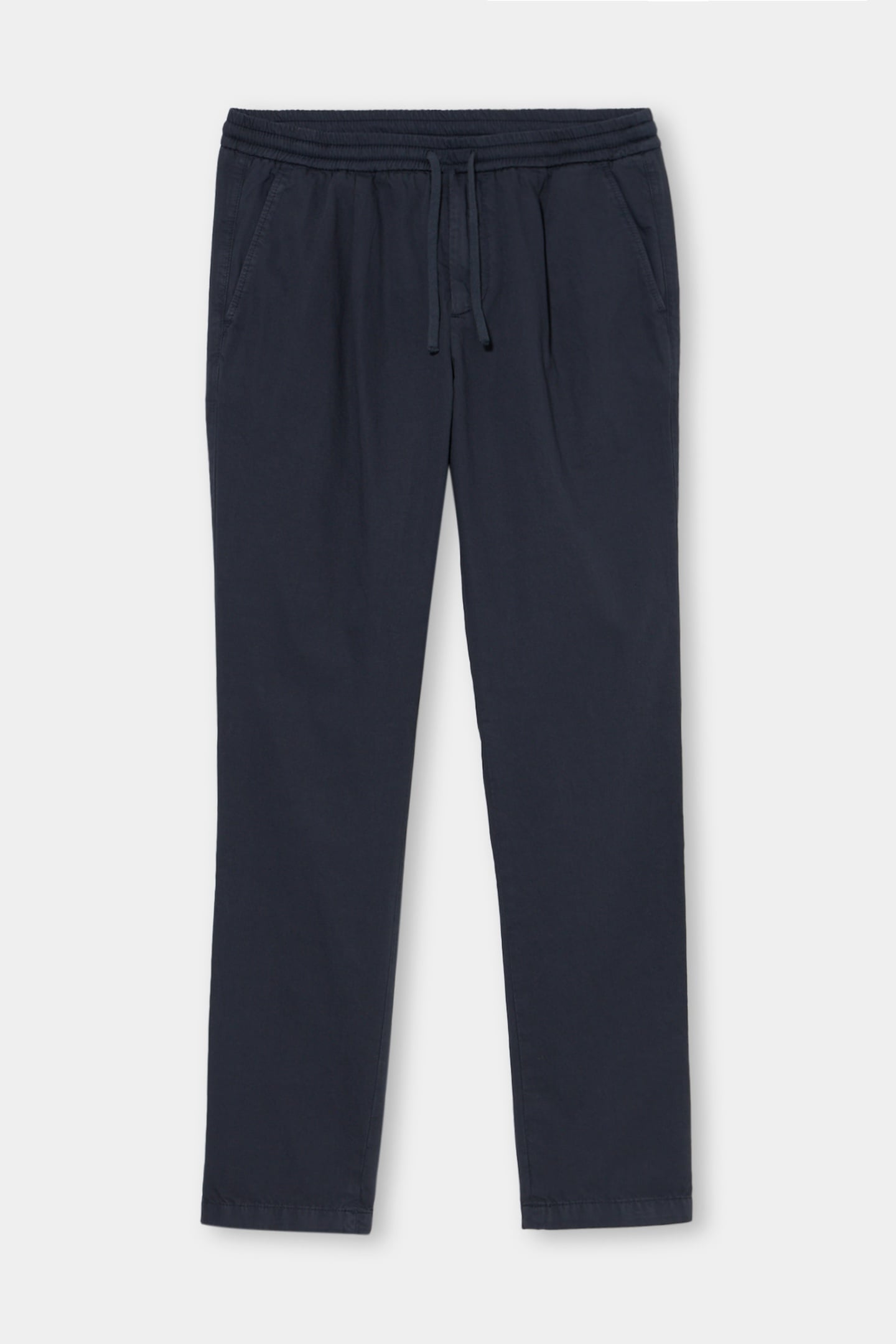 SLUB COTTON STRAIGHT-LEG PLEATED PANT NAVY 4