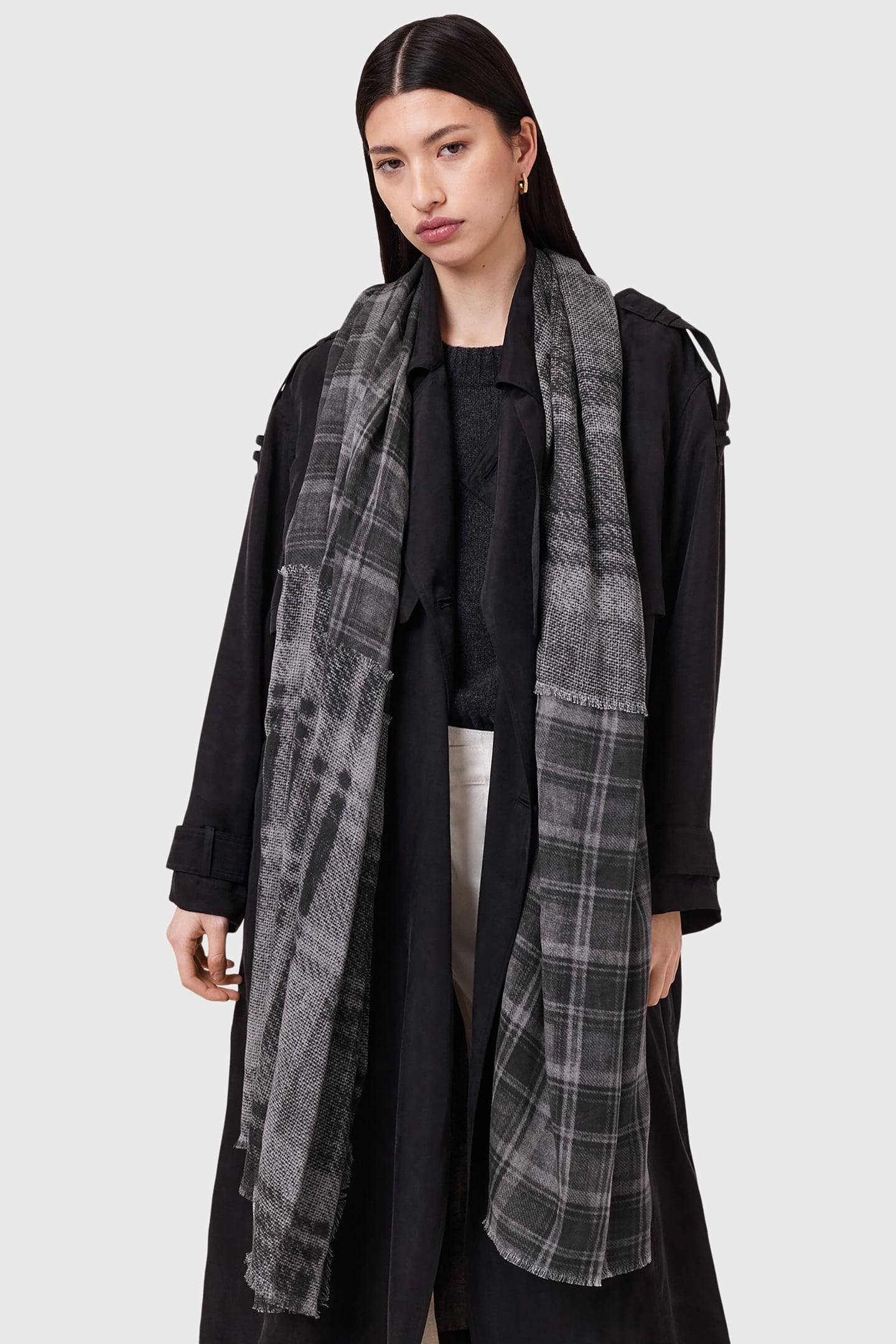 RUMI CHECK SCARF GREY DENIM 1