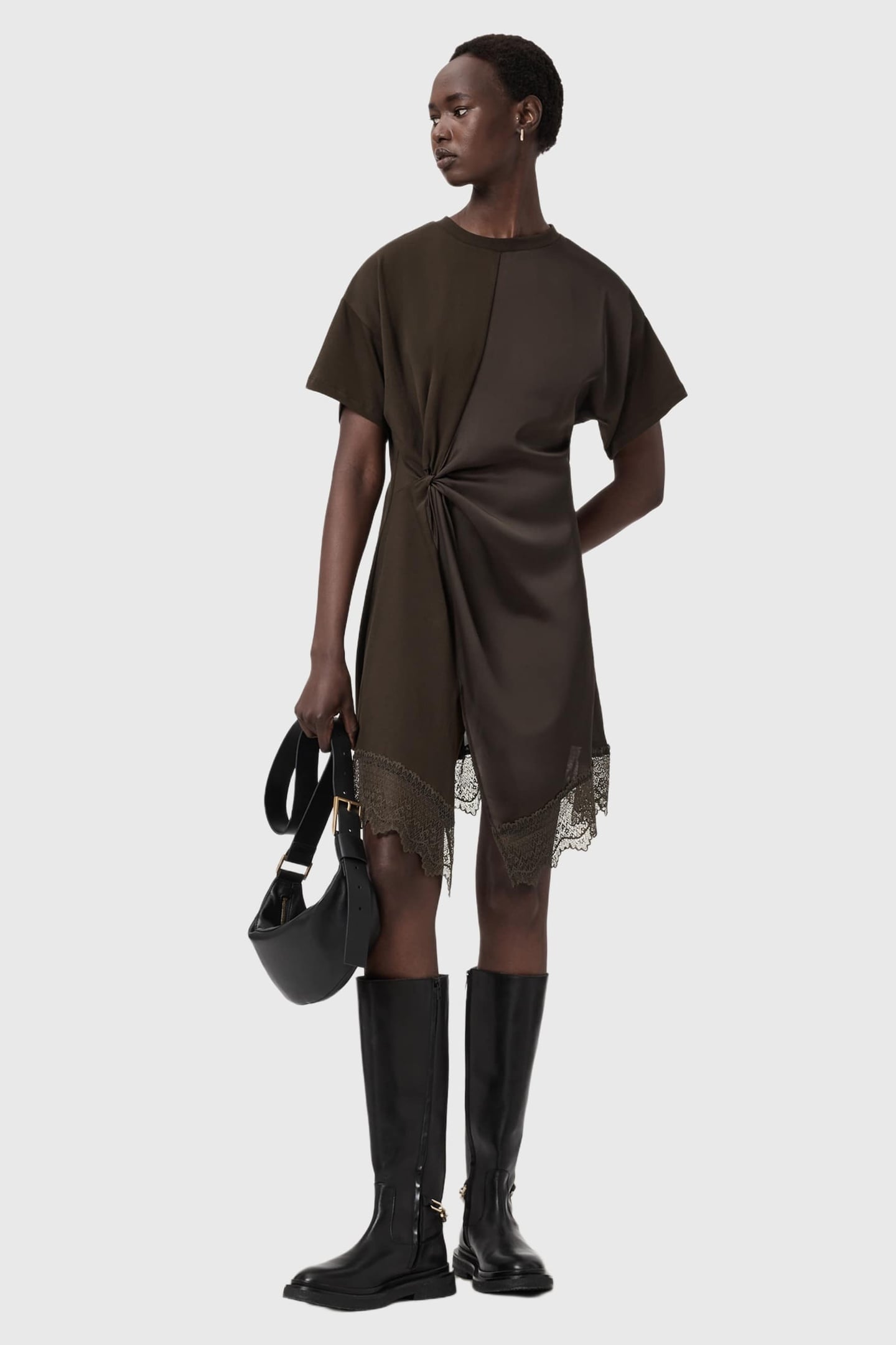 LANA LACE DRESS BOTTLE BROWN 1