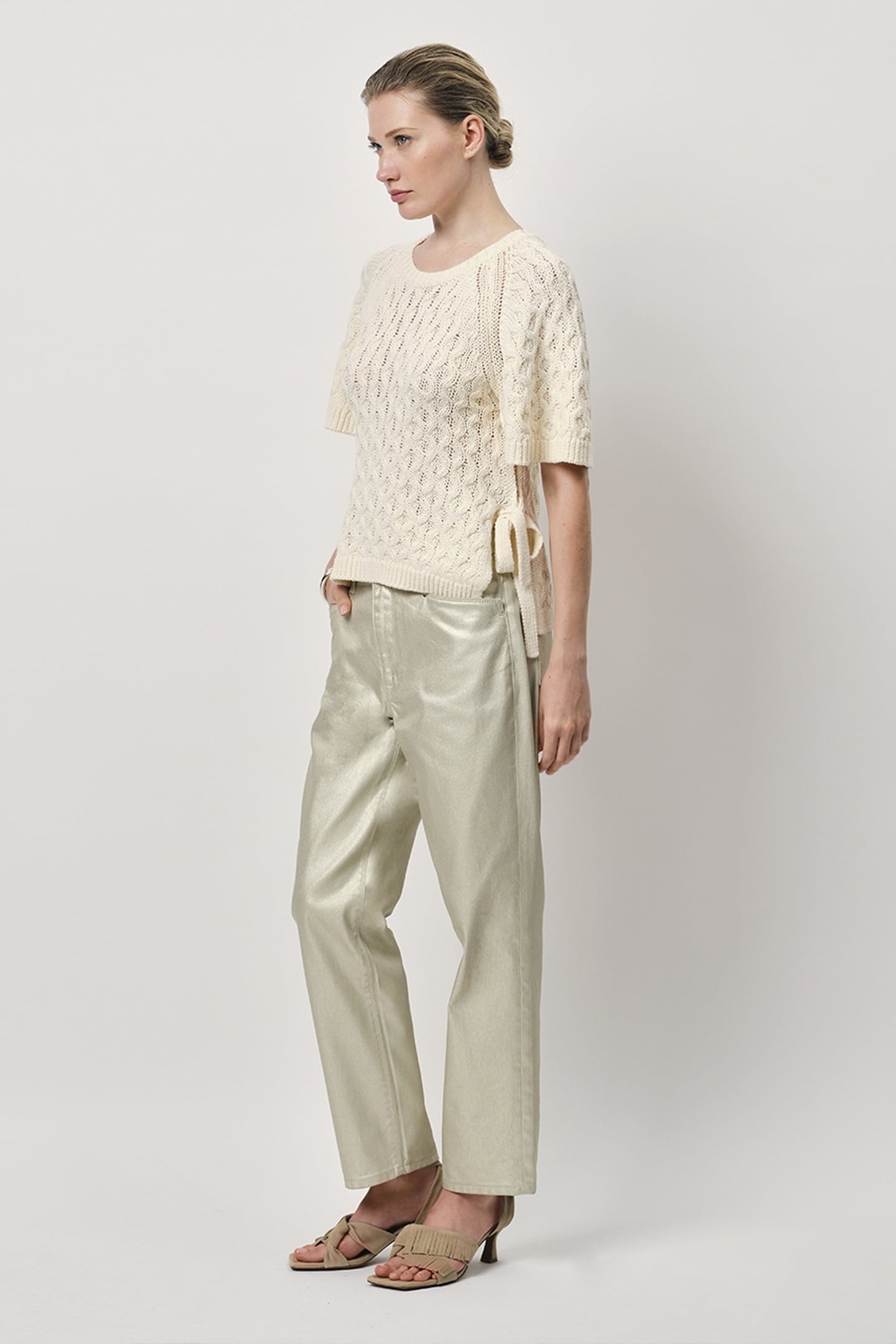 JAYE FANCY KNITTED CABLE TOP BUTTER CREAM 2