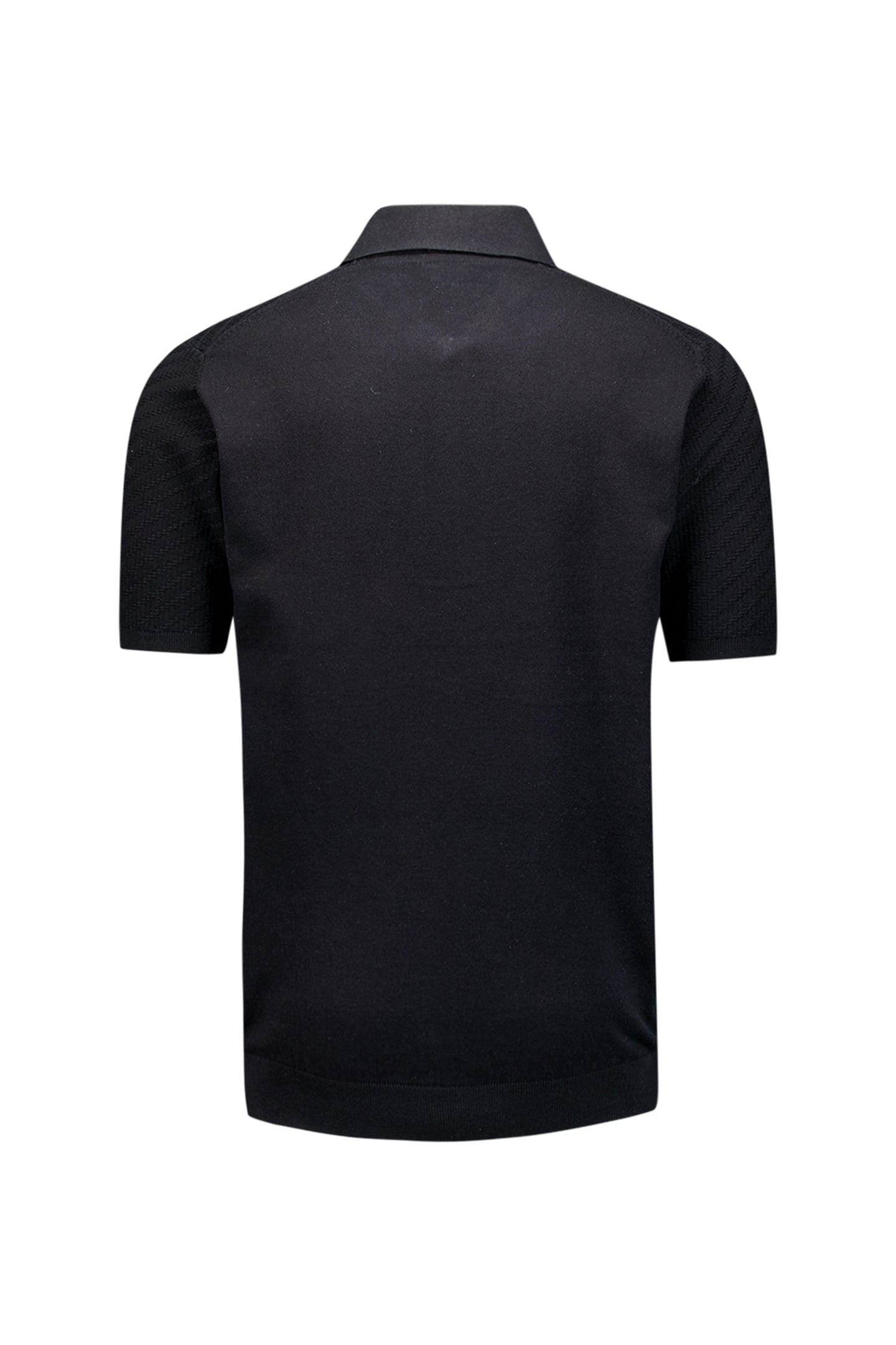 PULLOVER SHORT SLEEVE POLO ZIP SOLID JACQUARD BLACK 5