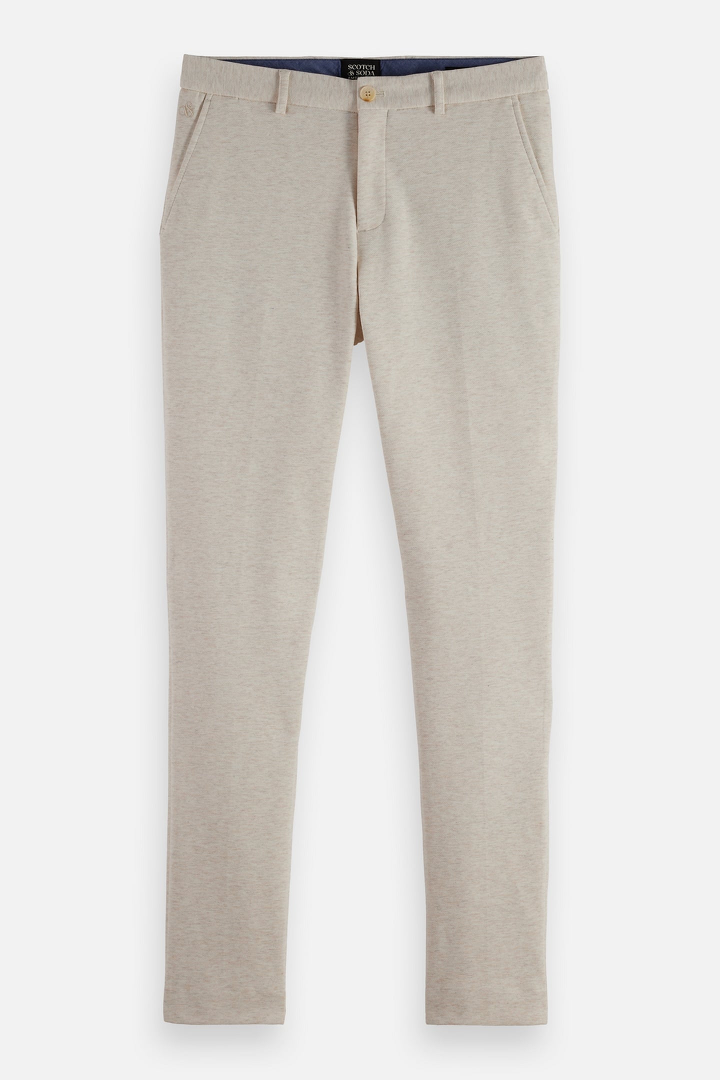 MOTT - TAILORED KNITTED YARN DYED CHINO OFF WHITE MELANGE 4