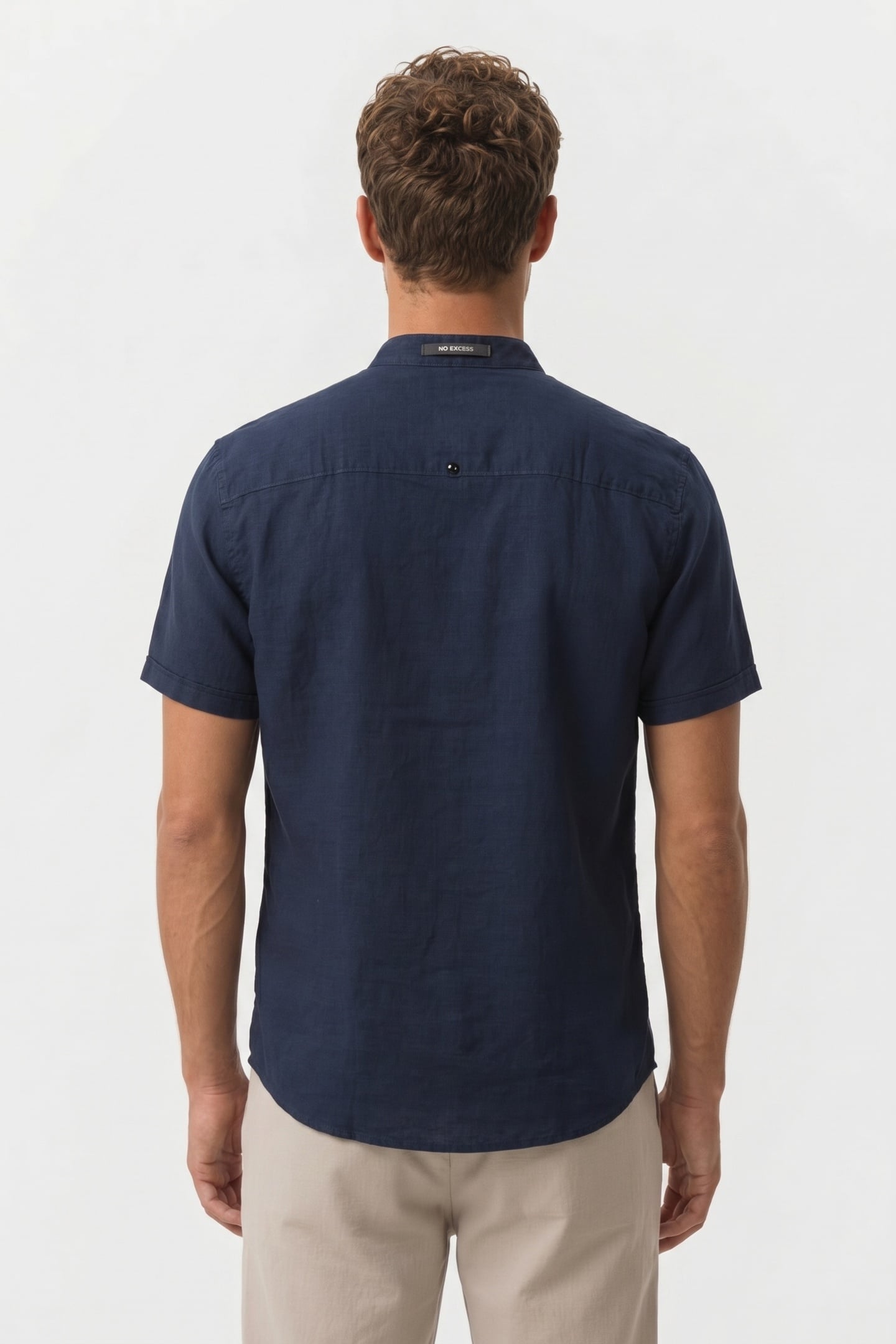 SHIRT SHORT SLEEVE GRANDDAD SOLID WITH LINEN NIGHT 2